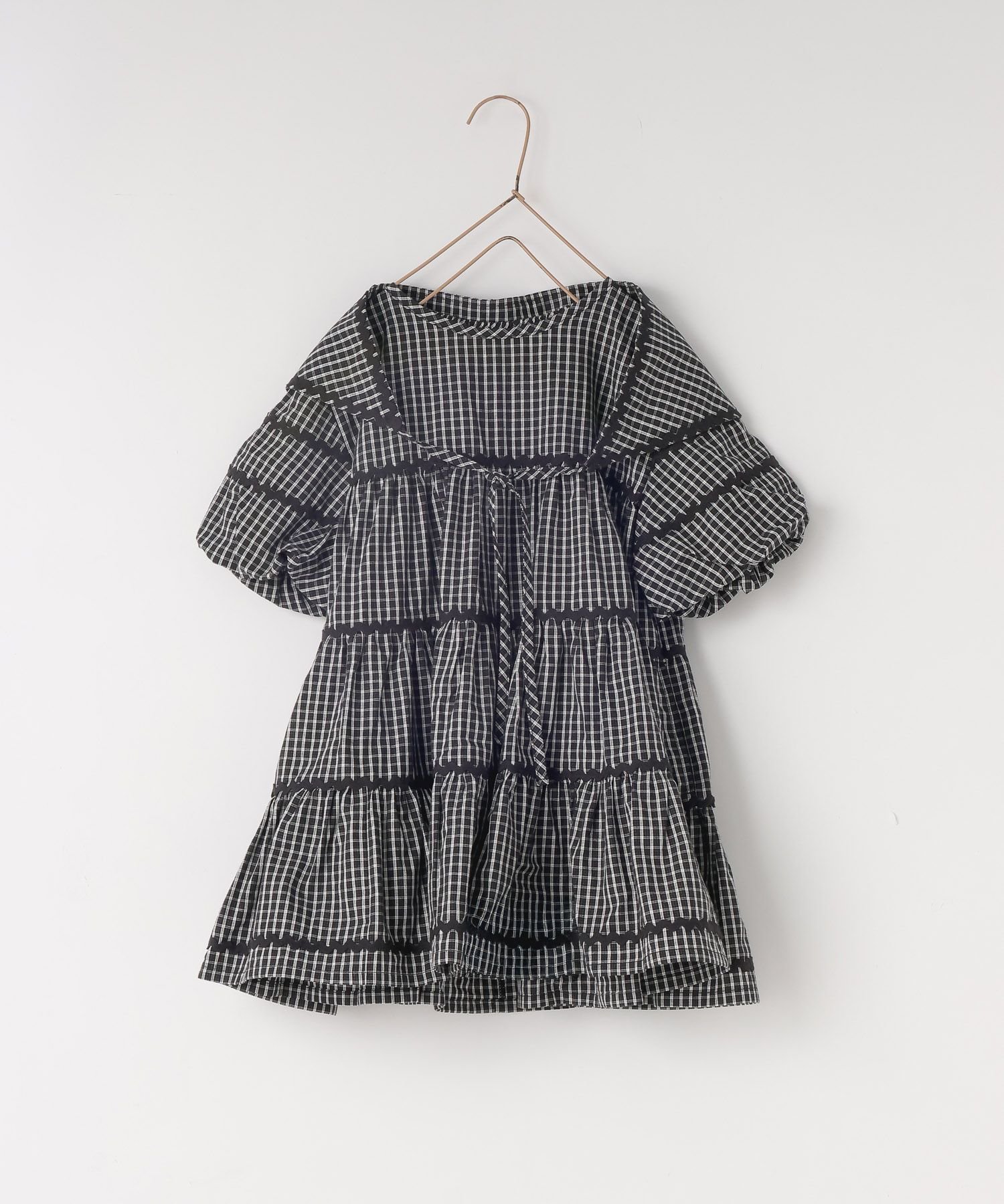 【ローリーズファーム/LOWRYS FARM / KIDS】のチェックバルーンワンピース2P インテリア・キッズ・メンズ・レディースファッション・服の通販 founy(ファニー) 　ファッション　Fashion　キッズファッション　Fashion for Kids　ワンピース　Dresses　チェック　Check, Plaid, Tartan　バルーン　Balloon, Balloon Silhouette　定番　Standard, Basic Item　ブラックチェック|ID: prp329100004889044 ipo3291000000036520729