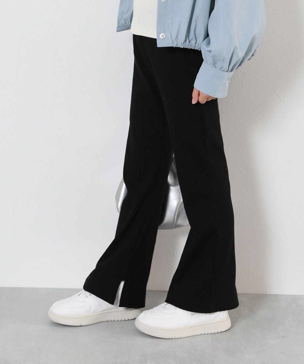 【デビロック/devirock / KIDS】のすらっと脚長 リブフレアパンツ 子供服 キッズ 女の子 ウエストゴム 26SS インテリア・キッズ・メンズ・レディースファッション・服の通販 founy(ファニー) 　ファッション　Fashion　キッズファッション　Fashion for Kids　ボトムス　Bottoms　春　Spring　秋　Autumn　カットソー　Cut and Sewn Top　スウェット / スエット　Sweatshirt, Sweatwear　チュニック　Tunic, Long Top　トレンド　Trend, Trending Now　冬　Winter / This Winter　おすすめ　Recommended / Our Picks　2026年　2026　ブラック|ID: prp329100004889046 ipo3291000000036520750