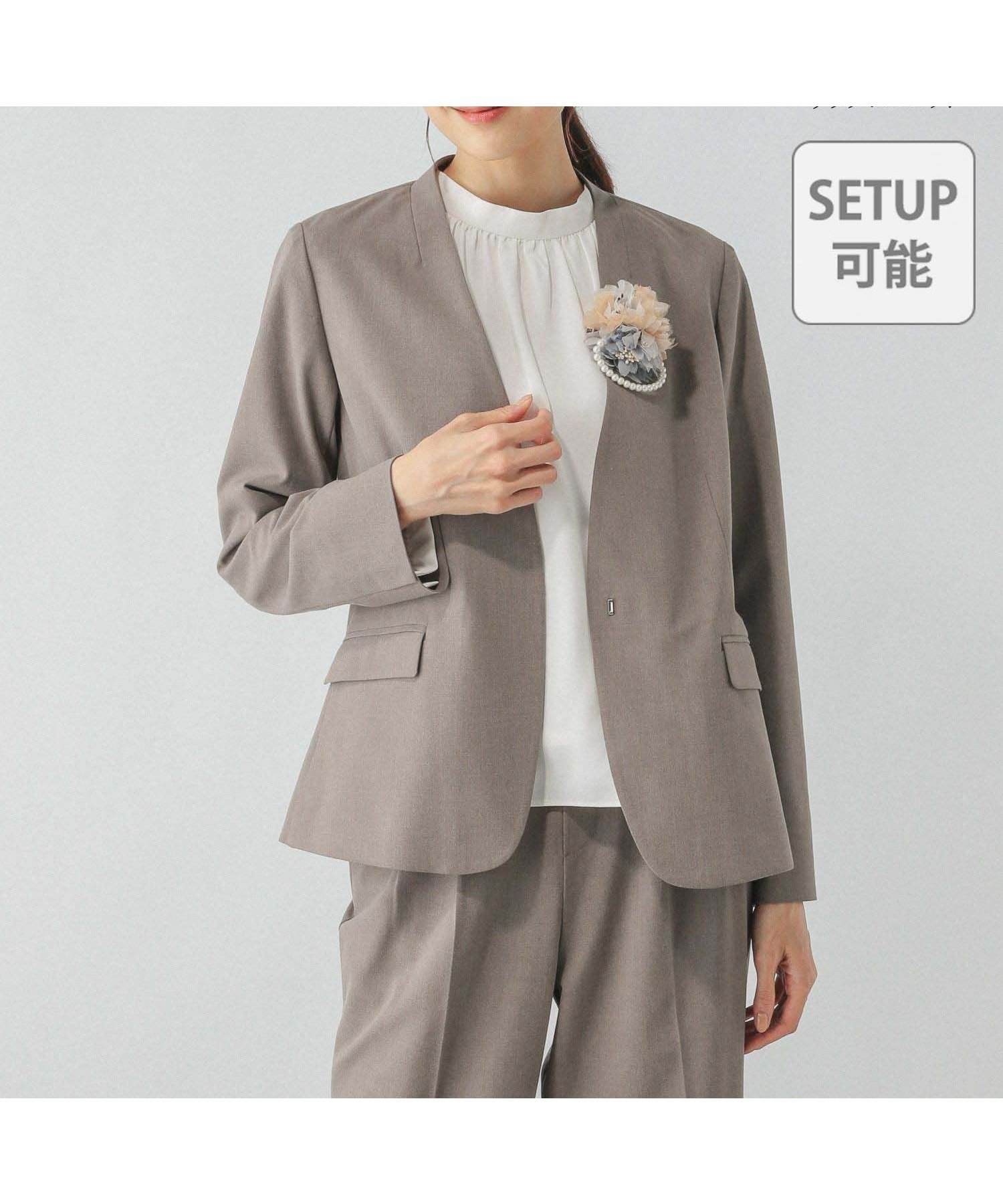 【グローバルワーク/GLOBAL WORK】のウツクシルエットノーカラージャケット/133613 インテリア・キッズ・メンズ・レディースファッション・服の通販 founy(ファニー) 　ファッション　Fashion　レディースファッション　Fashion for Women　アウター　Coat / Outerwear Collection　レディースジャケット・軽アウター　Jackets　ノーカラージャケット / シンプル上品コーデ　Collarless Jackets　ジャケット　Jacket, Outerwear　ダブル　Double, Double-Breasted　フレア　Flare, Flared　ワイド　Wide, Wide Fit　グレイッシュモカ54|ID: prp329100004889062 ipo3291000000036521105