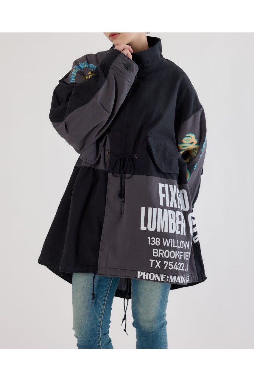 【ロデオクラウンズワイドボウル/RODEO CROWNS WIDE BOWL】の【UNISEX】カスタムリメイクモッズコート インテリア・キッズ・メンズ・レディースファッション・服の通販 founy(ファニー) 　ファッション　Fashion　レディースファッション　Fashion for Women　アウター　Coat / Outerwear Collection　コート・ロングコート・ピーコート　Long Coats, Peacoats & More　モッズコート・ミリタリー風アウター　Mods & Field Coats　ユニセックス　Unisex, Genderless　インナー　Innerwear　シンプル　Simple, Minimal　デニム　Denim, Jeans Material　パッチワーク　Patchwork, Mixed Fabric　プリント　Print, Printed Pattern　ボトム　Bottoms, Lower Wear　モッズコート　Mods Coat, Military Parka　ラバー　Rubber, Rubber Sole　リメイク　Remake, Reconstructed　ヴィンテージ　Vintage Style　BLK|ID: prp329100004889065 ipo3291000000036521162