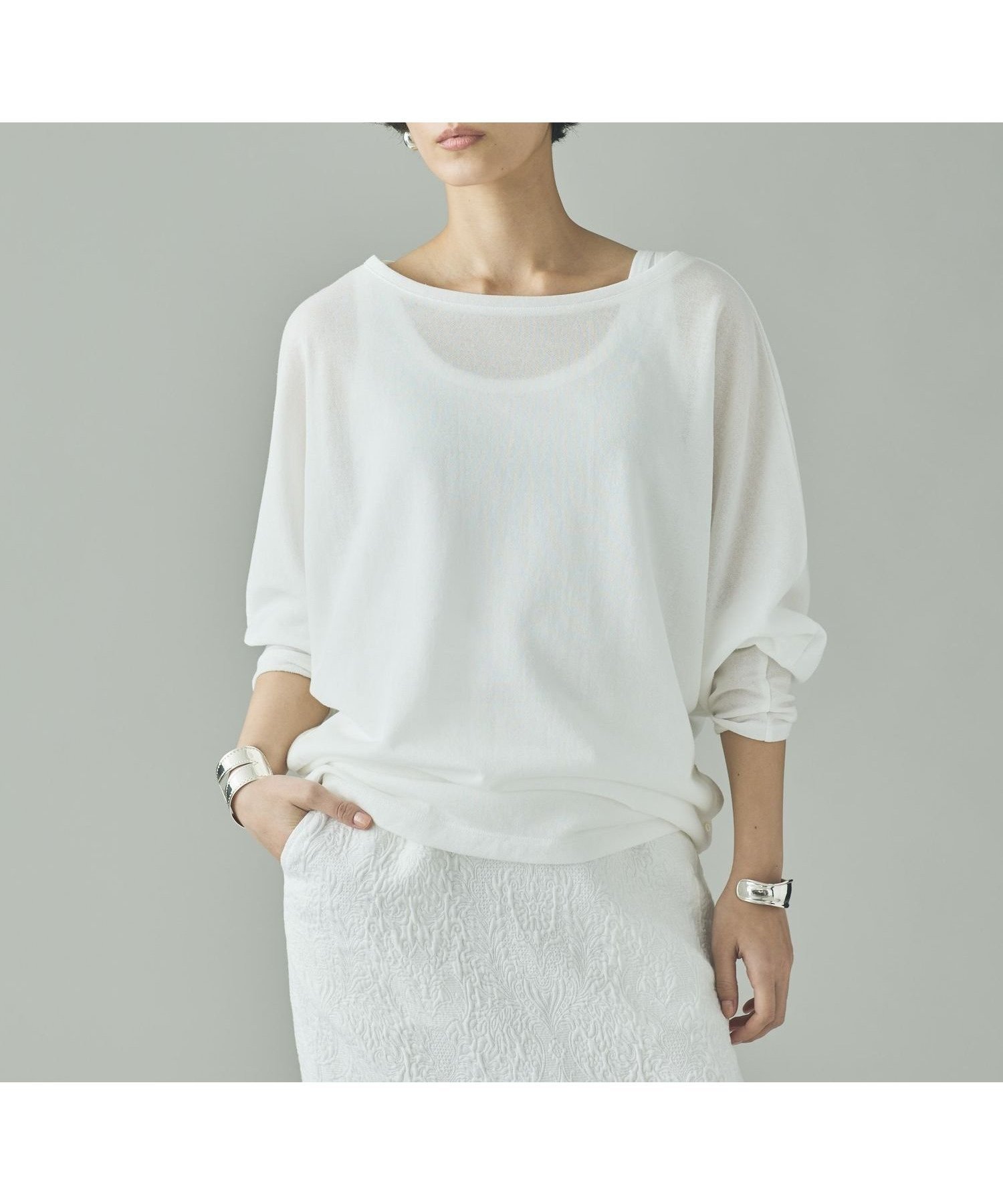 【カレンソロジー/Curensology】のシアードルマンプルオーバー インテリア・キッズ・メンズ・レディースファッション・服の通販 founy(ファニー) ファッション Fashion レディースファッション Fashion for Women トップス・カットソー Cut & Sew Tops カジュアルプルオーバー・ニットトップス Pullovers & Knit Tops / Casual Pullovers アクセサリー Fashion Accessories エレガント 上品 Elegant シアー Sheer, See-Through スリット Slit, Slit Detail ロング Long, Long-Length 夏 Summer ホワイト|ID: prp329100004889067 ipo3291000000036521194