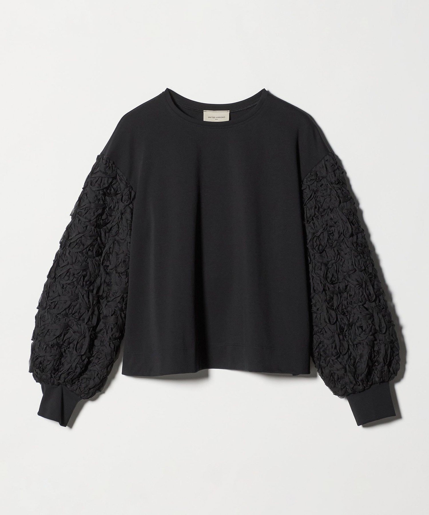 【ユナイテッドアローズ/UNITED ARROWS】のエンブロイダリーフラワー ショルダーコンビ カットソー インテリア・キッズ・メンズ・レディースファッション・服の通販 founy(ファニー) 　ファッション　Fashion　レディースファッション　Fashion for Women　トップス・カットソー　Cut & Sew Tops　カットソー・ベーシックTシャツ　Cut-and-Sewn Tops / Stretch Tees & Basics　インナー　Innerwear　オーガンジー　Organza Fabric　カットソー　Cut and Sewn Top　コンパクト　Compact, Small Size　コンビ　Combo, Combination Style　ショルダー　Shoulder, Shoulder Strap　バイアス　Bias, Diagonal Cut　ベスト　Vest, Waistcoat　ワイド　Wide, Wide Fit　おすすめ　Recommended / Our Picks　エレガント 上品　Elegant　BLACK|ID: prp329100004889070 ipo3291000000036521252