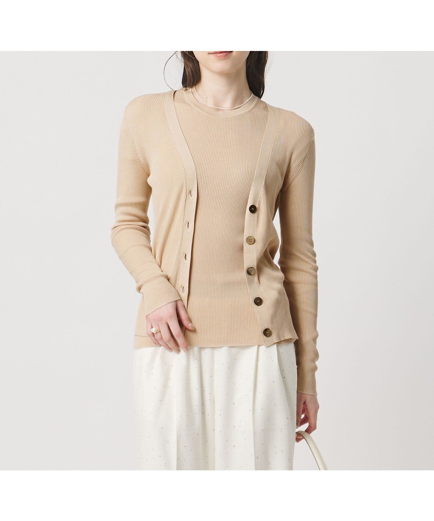 【ユナイテッドアローズ/UNITED ARROWS】のシルクリブ Vネック カーディガン インテリア・キッズ・メンズ・レディースファッション・服の通販 founy(ファニー) 　ファッション　Fashion　レディースファッション　Fashion for Women　トップス・カットソー　Cut & Sew Tops　カーディガン・羽織り　Layered Style Cardigans　Vネックトップス　V-Neck Tops / V-Cut Neckline Shirts　インナー　Innerwear　カーディガン　Cardigan, Knitwear　シルク　Silk, 100% Silk　タートルネック　Turtleneck, High Neck　フィット　Fit, Slim Fit　ロング　Long, Long-Length　BEIGE|ID: prp329100004889079 ipo3291000000036521502