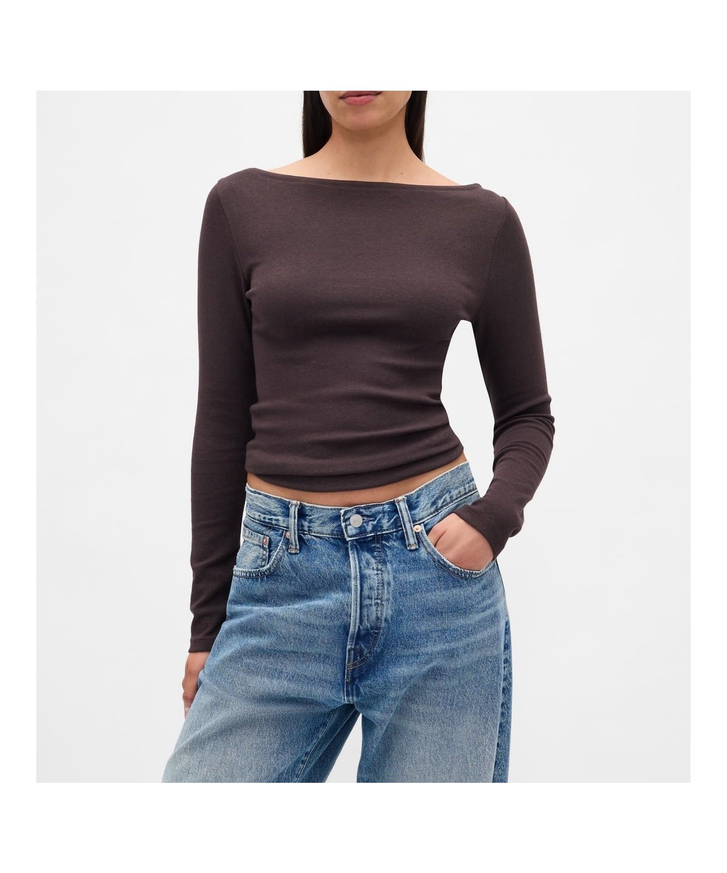 【ギャップ/GAP】のモダン ボートネックTシャツ インテリア・キッズ・メンズ・レディースファッション・服の通販 founy(ファニー) 　ファッション　Fashion　レディースファッション　Fashion for Women　トップス・カットソー　Cut & Sew Tops　シャツ・ブラウス・オフィスカジュアル　Elegant Blouses & Button-Ups　ロングTシャツ・Tシャツ　Longline T-Shirts & Tees　ストレッチ　Stretch, Stretchy Fabric　フィット　Fit, Slim Fit　モダン　Modern, Contemporary　長袖　Long Sleeve, Full Sleeve　TERRA_BROWN|ID: prp329100004889087 ipo3291000000036521752