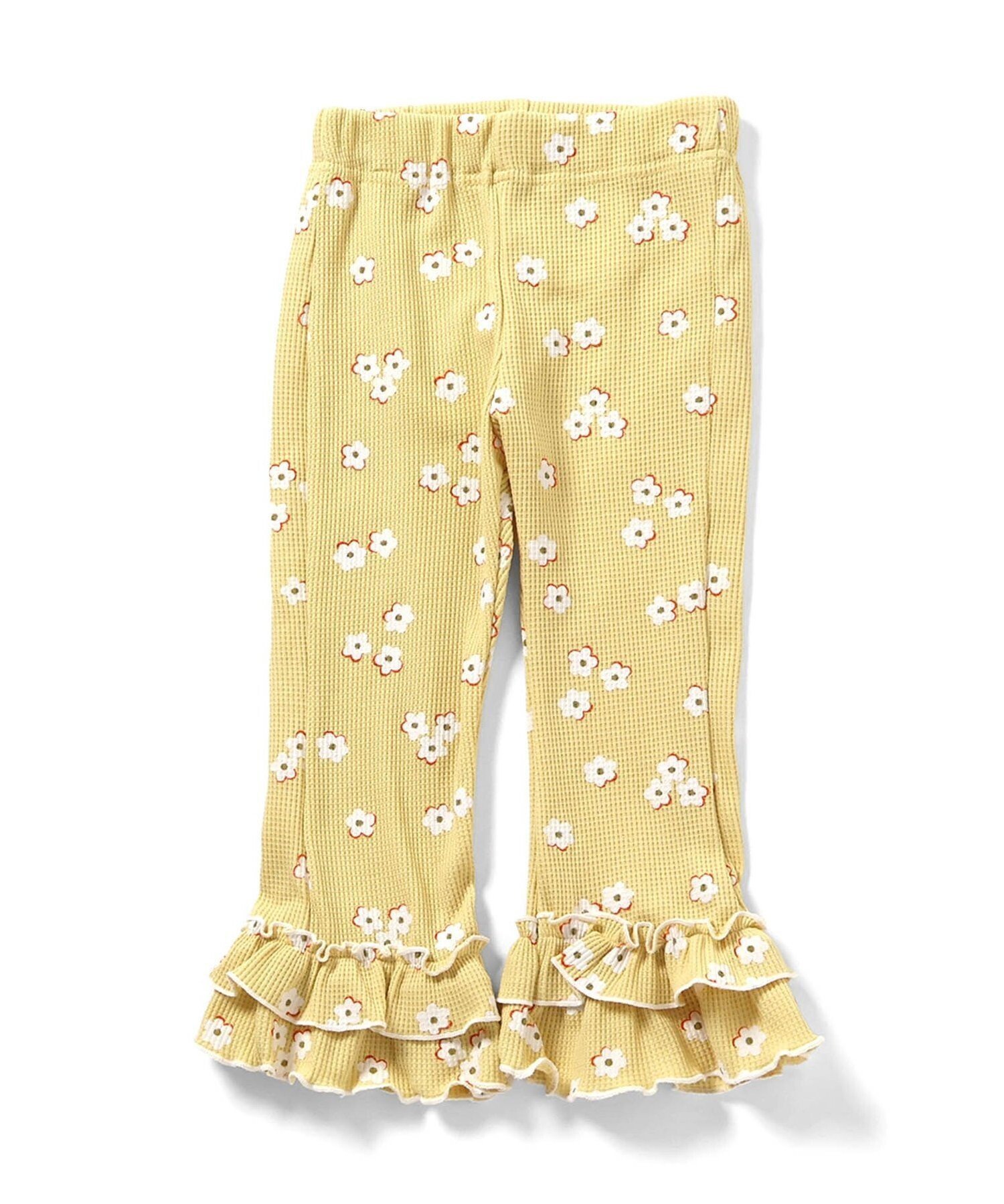 【エフオー オンラインストア/F.O.Online Store / KIDS】のWEB限定 ワッフルフリルレギンス 10分丈 インテリア・キッズ・メンズ・レディースファッション・服の通販 founy(ファニー) 　ファッション　Fashion　キッズファッション　Fashion for Kids　プリント　Print, Printed Pattern　レギンス　Leggings, Stretch Pants　イエロー|ID: prp329100004889944 ipo3291000000036539976