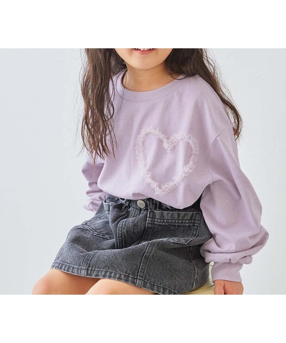 【デビロック/devirock / KIDS】のえらべるチュールモチーフ 長袖Tシャツ 子供服 キッズ 女の子 ロンT 26SS インテリア・キッズ・メンズ・レディースファッション・服の通販 founy(ファニー) 　ファッション　Fashion　キッズファッション　Fashion for Kids　チュール　Tulip, Tulip Motif　デニム　Denim, Jeans Material　長袖　Long Sleeve, Full Sleeve　ワイド　Wide, Wide Fit　おすすめ　Recommended / Our Picks　2026年　2026　003-ハート-ライラック|ID: prp329100004890004 ipo3291000000036540183