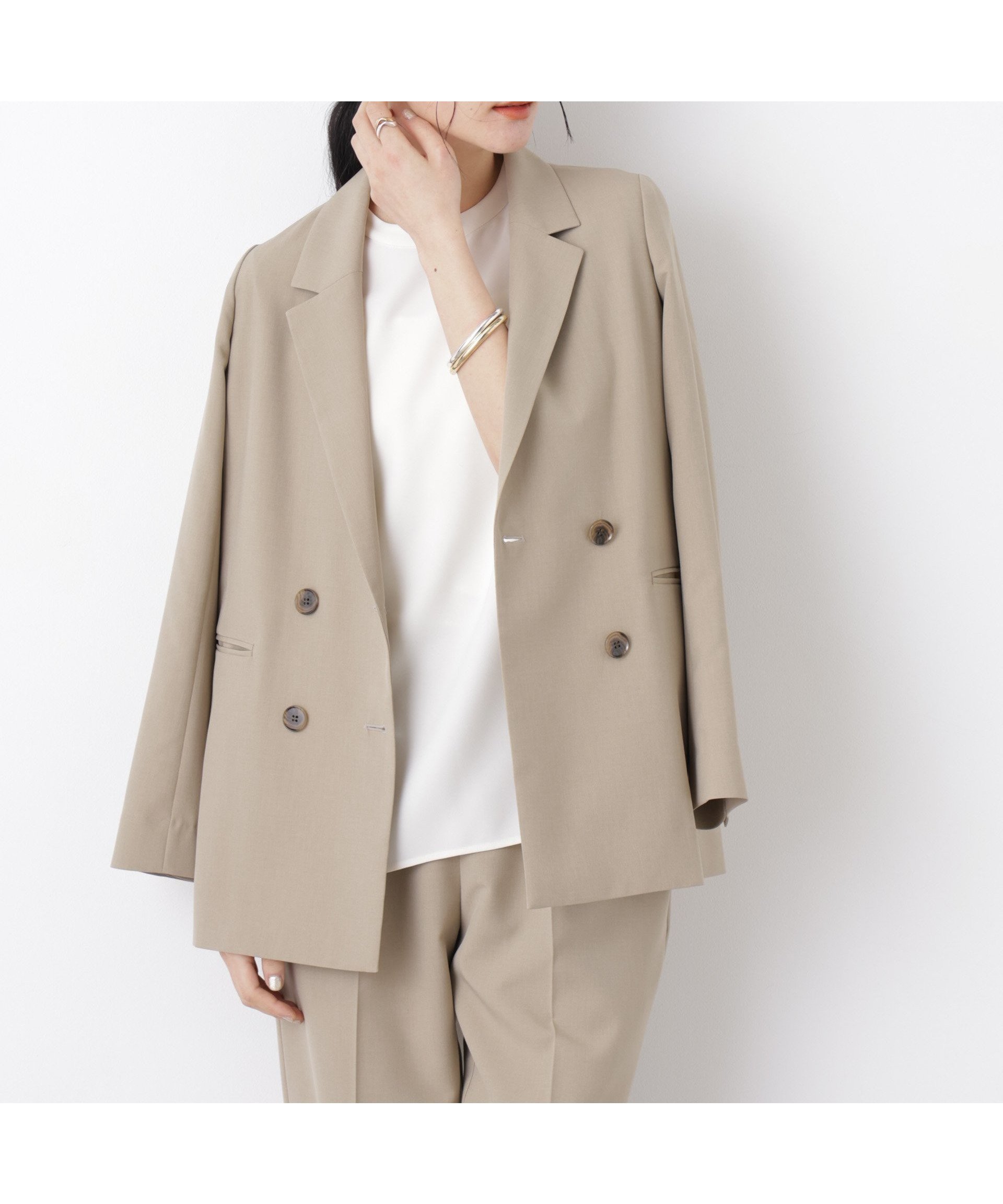 【ナノ ユニバース/nano universe】のライトファンクション ダブルジャケット(セットアップ可) インテリア・キッズ・メンズ・レディースファッション・服の通販 founy(ファニー) 　ファッション　Fashion　レディースファッション　Fashion for Women　アウター　Coat / Outerwear Collection　レディースジャケット・軽アウター　Jackets　ウォッシャブル　Machine Washable　ジャケット　Jacket, Outerwear　セットアップ　Set-Up, Coordinated Outfit　ダブル　Double, Double-Breasted　フロント　Front, Front Design　羽織　Haori, Light Jacket　おすすめ　Recommended / Our Picks　夏　Summer　2026年　2026　ベージュ|ID: prp329100004890071 ipo3291000000036541324