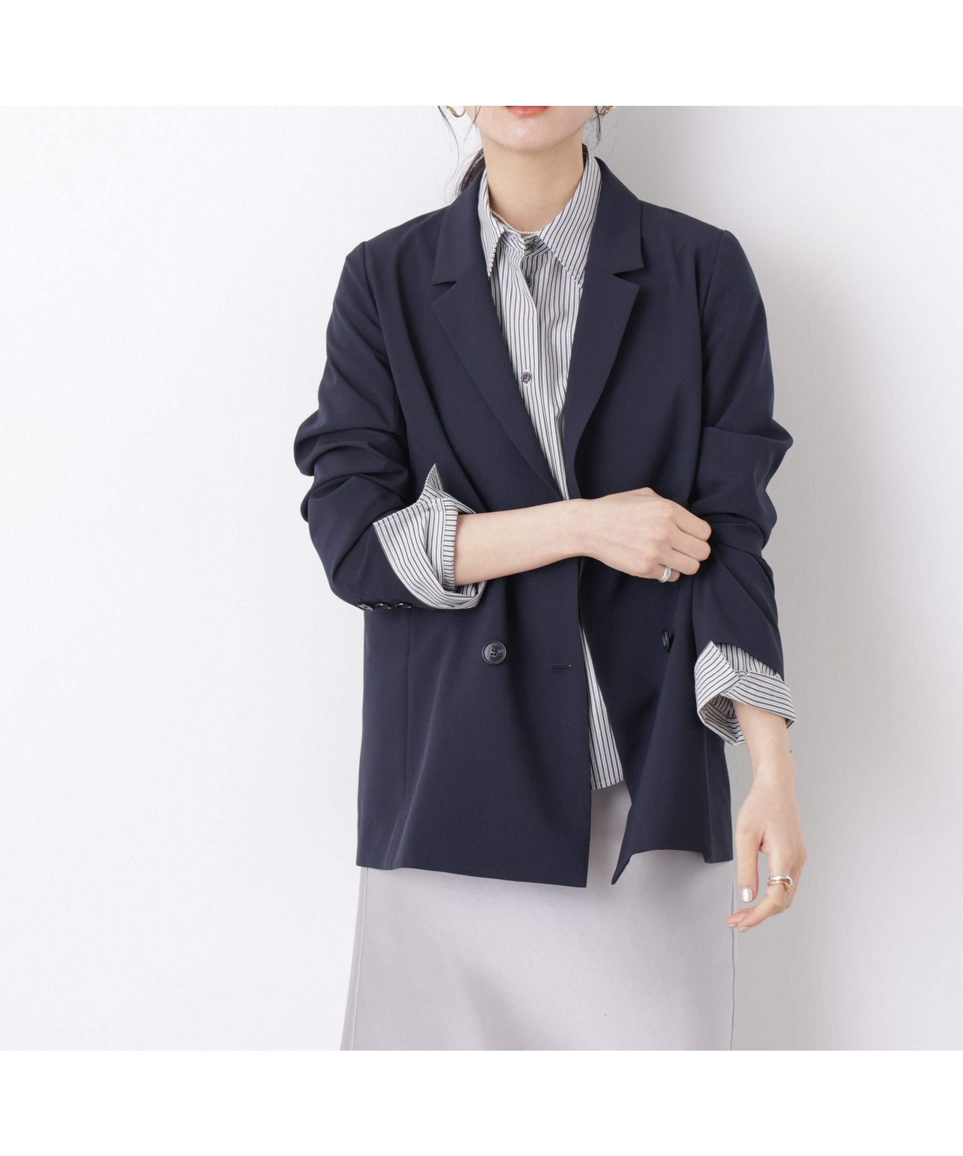 【ナノ ユニバース/nano universe】のライトファンクション ダブルジャケット(セットアップ可) インテリア・キッズ・メンズ・レディースファッション・服の通販 founy(ファニー) 　ファッション　Fashion　レディースファッション　Fashion for Women　アウター　Coat / Outerwear Collection　レディースジャケット・軽アウター　Jackets　ウォッシャブル　Machine Washable　ジャケット　Jacket, Outerwear　セットアップ　Set-Up, Coordinated Outfit　ダブル　Double, Double-Breasted　フロント　Front, Front Design　羽織　Haori, Light Jacket　おすすめ　Recommended / Our Picks　夏　Summer　2026年　2026　ネイビー|ID: prp329100004890071 ipo3291000000036541329