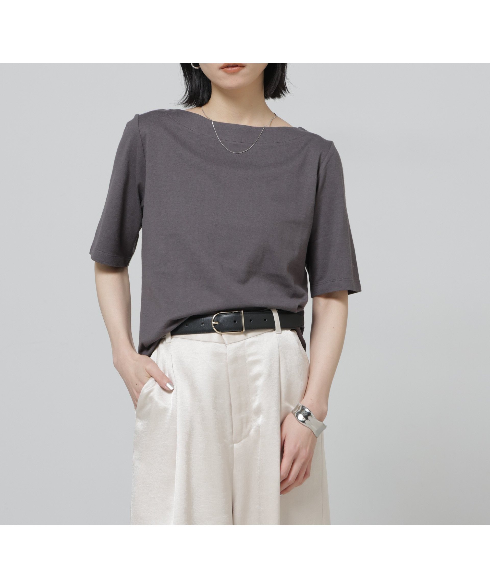 【ナノ ユニバース/nano universe】のAnti Soaked 汗染み防止ボートネックTシャツ インテリア・キッズ・メンズ・レディースファッション・服の通販 founy(ファニー) 　ファッション　Fashion　レディースファッション　Fashion for Women　トップス・カットソー　Cut & Sew Tops　シャツ・ブラウス・オフィスカジュアル　Elegant Blouses & Button-Ups　ロングTシャツ・Tシャツ　Longline T-Shirts & Tees　今季　This Season, Current Season　吸水　Absorbent, Quick-Dry　定番　Standard, Basic Item　人気　Popular, Best Seller　再入荷　Restock / Back in Stock　2026年　2026　チャコール3|ID: prp329100004890101 ipo3291000000036541747