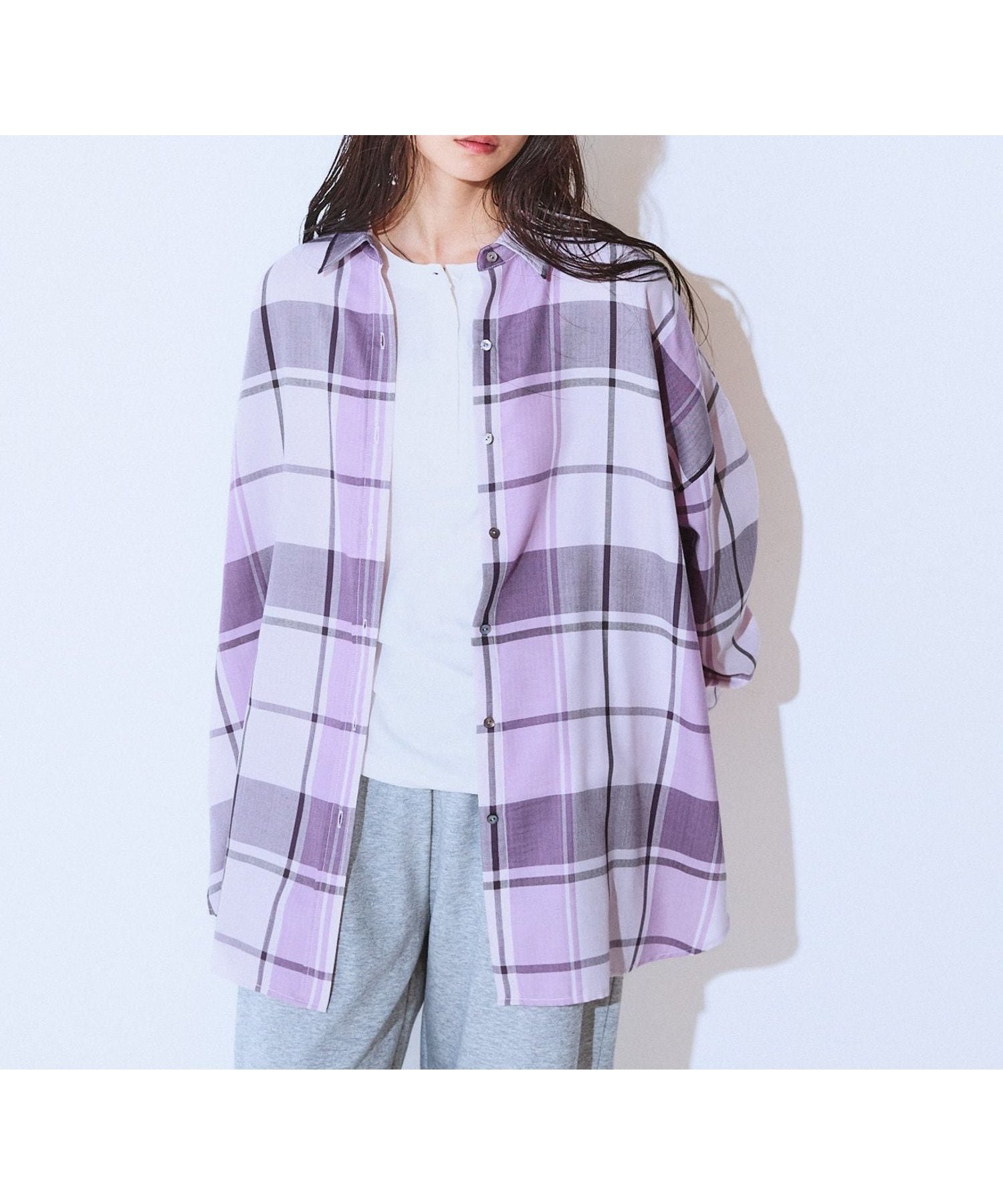 【ジーナシス/JEANASiS】のアソートチェックシャツLS インテリア・キッズ・メンズ・レディースファッション・服の通販 founy(ファニー) 　ファッション　Fashion　レディースファッション　Fashion for Women　トップス・カットソー　Cut & Sew Tops　シャツ・ブラウス・オフィスカジュアル　Elegant Blouses & Button-Ups　インナー　Innerwear　秋　Autumn　シンプル　Simple, Minimal　チェック　Check, Plaid, Tartan　トレンド　Trend, Trending Now　定番　Standard, Basic Item　ワイド　Wide, Wide Fit　おすすめ　Recommended / Our Picks　パープル系その他2|ID: prp329100004890129 ipo3291000000036542041