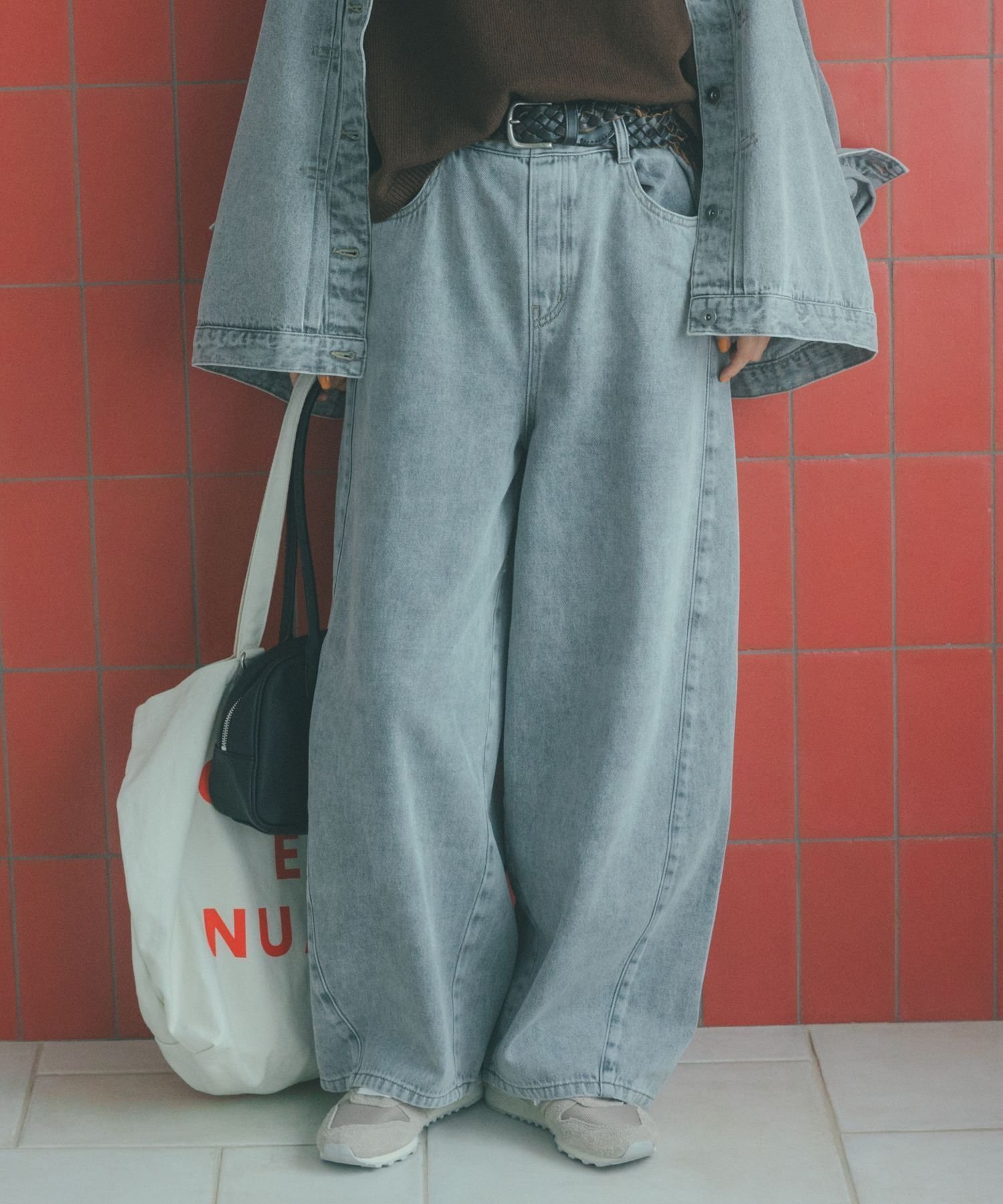 【スタディオ クリップ/studio CLIP】のバギーバレルデニムパンツ プチ・プラスサイズあり 《CLIP denim》 インテリア・キッズ・メンズ・レディースファッション・服の通販 founy(ファニー) 　ファッション　Fashion　レディースファッション　Fashion for Women　パンツ　Pants & Trousers　デニムパンツ・ジーンズ・美脚デニム　Denim Jeans & Pants　スウェット / スエット　Sweatshirt, Sweatwear　ストライプ　Stripe, Striped Pattern　デニム　Denim, Jeans Material　ボトム　Bottoms, Lower Wear　ボーダー　Border, Stripe　レース　Lace, Lace Fabric　おすすめ　Recommended / Our Picks　ヴィンテージグレー14|ID: prp329100004890181 ipo3291000000036542854