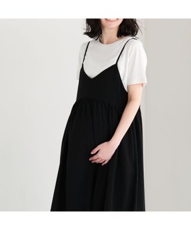【レプシィム ローリーズファーム/LEPSIM LOWRYS FARM】の《リネンライクドライシリーズ》【産前・産後対応】マタニティ/2WAYキャミワンピース 人気、トレンドファッション・服の通販 founy(ファニー) ファッション Fashion キッズファッション Fashion for Kids ワンピース Dresses キャミワンピース Cami Dress, Slip Dress ギャザー Gathered, Ruffled 半袖 Short Sleeve, Half Sleeve 夏 Summer |ID:prp329100004890219