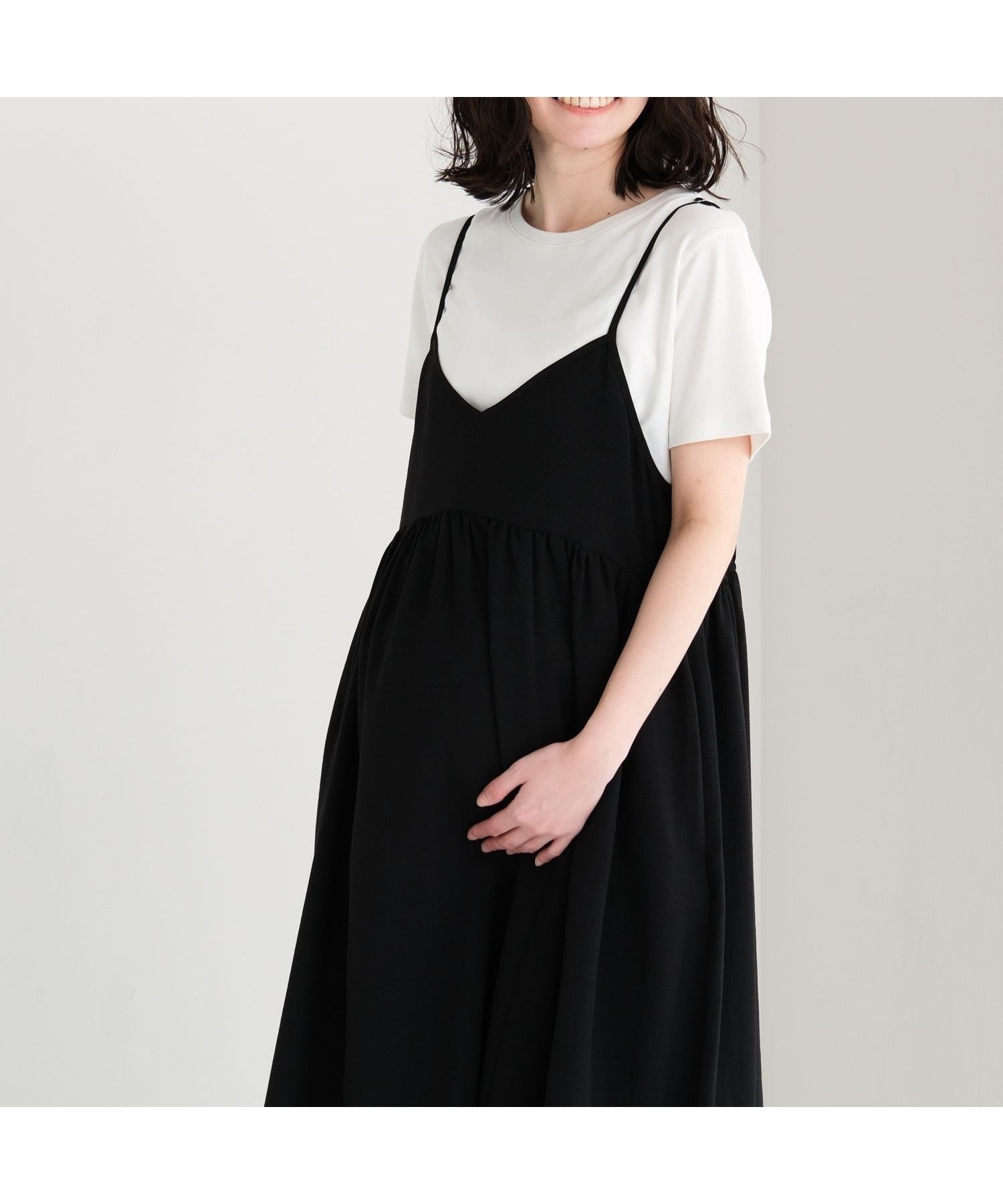 【レプシィム ローリーズファーム/LEPSIM LOWRYS FARM】の《リネンライクドライシリーズ》【産前・産後対応】マタニティ/2WAYキャミワンピース インテリア・キッズ・メンズ・レディースファッション・服の通販 founy(ファニー) ファッション Fashion キッズファッション Fashion for Kids ワンピース Dresses キャミワンピース Cami Dress, Slip Dress ギャザー Gathered, Ruffled 半袖 Short Sleeve, Half Sleeve 夏 Summer ブラック09|ID: prp329100004890219 ipo3291000000036543585