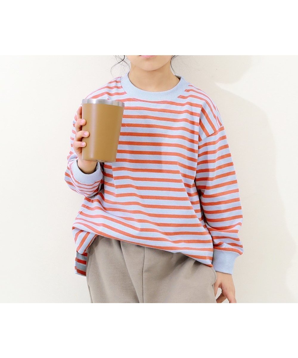 【デビロック/devirock / KIDS】の綿100% お洗濯してもよれにくい ビッグシルエット 袖リブ ボーダー 長袖Tシャツ 26SS インテリア・キッズ・メンズ・レディースファッション・服の通販 founy(ファニー) 　ファッション　Fashion　キッズファッション　Fashion for Kids　インナー　Innerwear　トレンド　Trend, Trending Now　人気　Popular, Best Seller　長袖　Long Sleeve, Full Sleeve　ビッグ　Big, Oversized　ボーダー　Border, Stripe　リラックス　Relax, Relaxed Fit　ロング　Long, Long-Length　おすすめ　Recommended / Our Picks　2026年　2026　006-ブルー|ID: prp329100004892016 ipo3291000000036567226