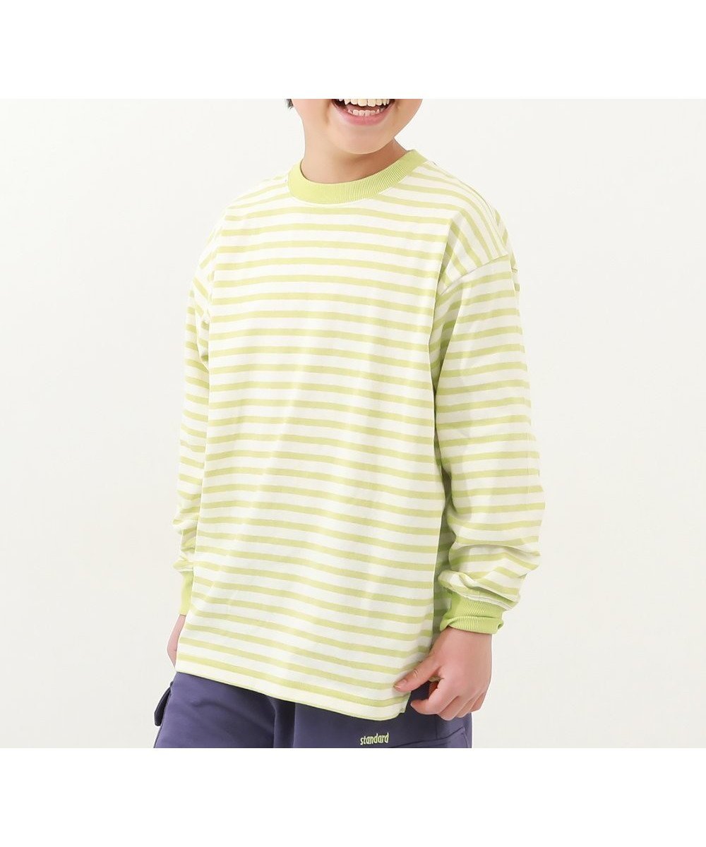 【デビロック/devirock / KIDS】の綿100% お洗濯してもよれにくい ビッグシルエット 袖リブ ボーダー 長袖Tシャツ 26SS インテリア・キッズ・メンズ・レディースファッション・服の通販 founy(ファニー) 　ファッション　Fashion　キッズファッション　Fashion for Kids　インナー　Innerwear　トレンド　Trend, Trending Now　人気　Popular, Best Seller　長袖　Long Sleeve, Full Sleeve　ビッグ　Big, Oversized　ボーダー　Border, Stripe　リラックス　Relax, Relaxed Fit　ロング　Long, Long-Length　おすすめ　Recommended / Our Picks　2026年　2026　004-イエロー|ID: prp329100004892016 ipo3291000000036567232