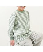 【デビロック/devirock / KIDS】の綿100% お洗濯してもよれにくい ビッグシルエット 袖リブ ボーダー 長袖Tシャツ 26SS 人気、トレンドファッション・服の通販 founy(ファニー) ファッション Fashion キッズファッション Fashion for Kids インナー Innerwear トレンド Trend, Trending Now 人気 Popular, Best Seller 長袖 Long Sleeve, Full Sleeve ビッグ Big, Oversized ボーダー Border, Stripe リラックス Relax, Relaxed Fit ロング Long, Long-Length おすすめ Recommended / Our Picks 2026年 2026 thumbnail 005-グリーン|ID: prp329100004892016 ipo3291000000036567234