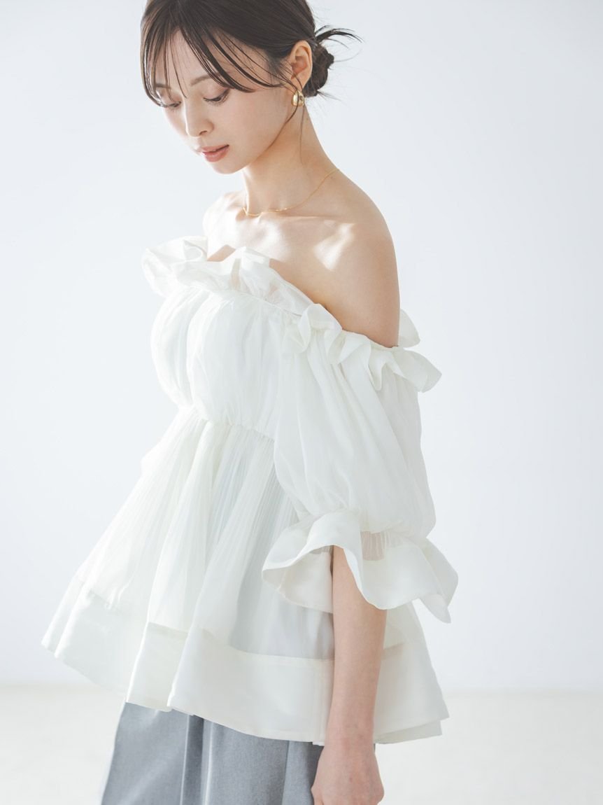 【スナイデル/SNIDEL】のボリュームギャザーフリルチュニック 人気、トレンドファッション・服の通販 founy(ファニー) 　ファッション　Fashion　レディースファッション　Fashion for Women　トップス・カットソー　Cut & Sew Tops　ウェーブ　Wavy Pattern　エレガント 上品　Elegant　オレンジ　Orange　今季　This Season, Current Season　シフォン　Chiffon, Lightweight Fabric　スマート　Smart, Elegant　チュニック　Tunic, Long Top　ドット　Polka Dot, Dot Pattern　人気　Popular, Best Seller　フィット　Fit, Slim Fit　フリル　Frill, Ruffle　プリーツ　Pleats, Pleated　ペプラム　Peplum, Flared Hem　ランダム　Random, Irregular　ワイド　Wide, Wide Fit　おすすめ　Recommended / Our Picks　 other-1|ID: prp329100004892071 ipo3291000000036567609