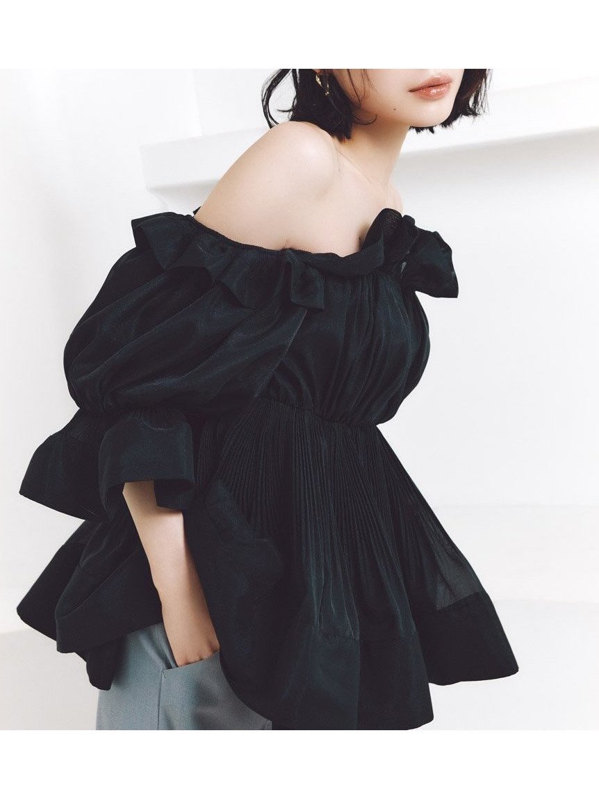 【スナイデル/SNIDEL】のボリュームギャザーフリルチュニック インテリア・キッズ・メンズ・レディースファッション・服の通販 founy(ファニー) 　ファッション　Fashion　レディースファッション　Fashion for Women　トップス・カットソー　Cut & Sew Tops　ウェーブ　Wavy Pattern　エレガント 上品　Elegant　オレンジ　Orange　今季　This Season, Current Season　シフォン　Chiffon, Lightweight Fabric　スマート　Smart, Elegant　チュニック　Tunic, Long Top　ドット　Polka Dot, Dot Pattern　人気　Popular, Best Seller　フィット　Fit, Slim Fit　フリル　Frill, Ruffle　プリーツ　Pleats, Pleated　ペプラム　Peplum, Flared Hem　ランダム　Random, Irregular　ワイド　Wide, Wide Fit　おすすめ　Recommended / Our Picks　BLK[009]|ID: prp329100004892071 ipo3291000000036567614