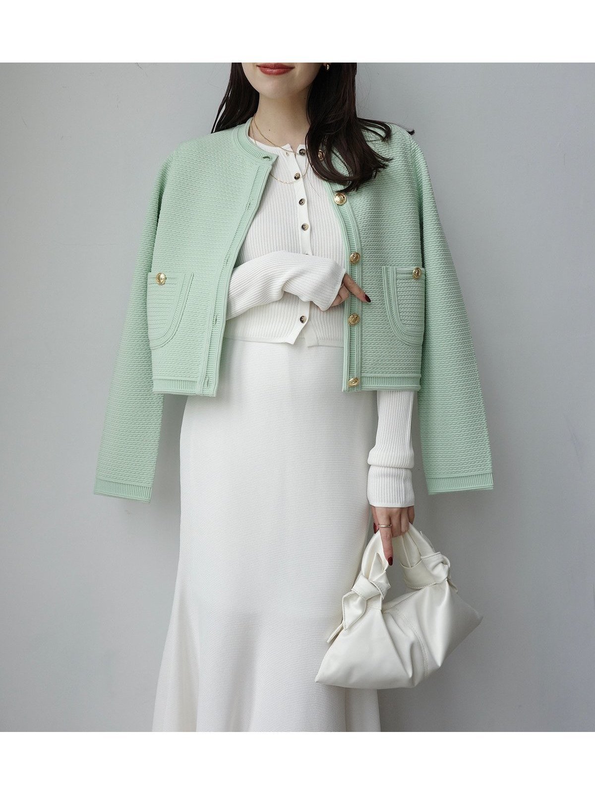 【アニュアンス/anuans】のノーカラーラーベンニットジャケット インテリア・キッズ・メンズ・レディースファッション・服の通販 founy(ファニー) 　ファッション　Fashion　レディースファッション　Fashion for Women　アウター　Coat / Outerwear Collection　レディースジャケット・軽アウター　Jackets　シンプル　Simple, Minimal　ジャケット　Jacket, Outerwear　フロント　Front, Front Design　ポケット　Pocket, Pocket Detail　再入荷　Restock / Back in Stock　MINT|ID: prp329100004892115 ipo3291000000036567973