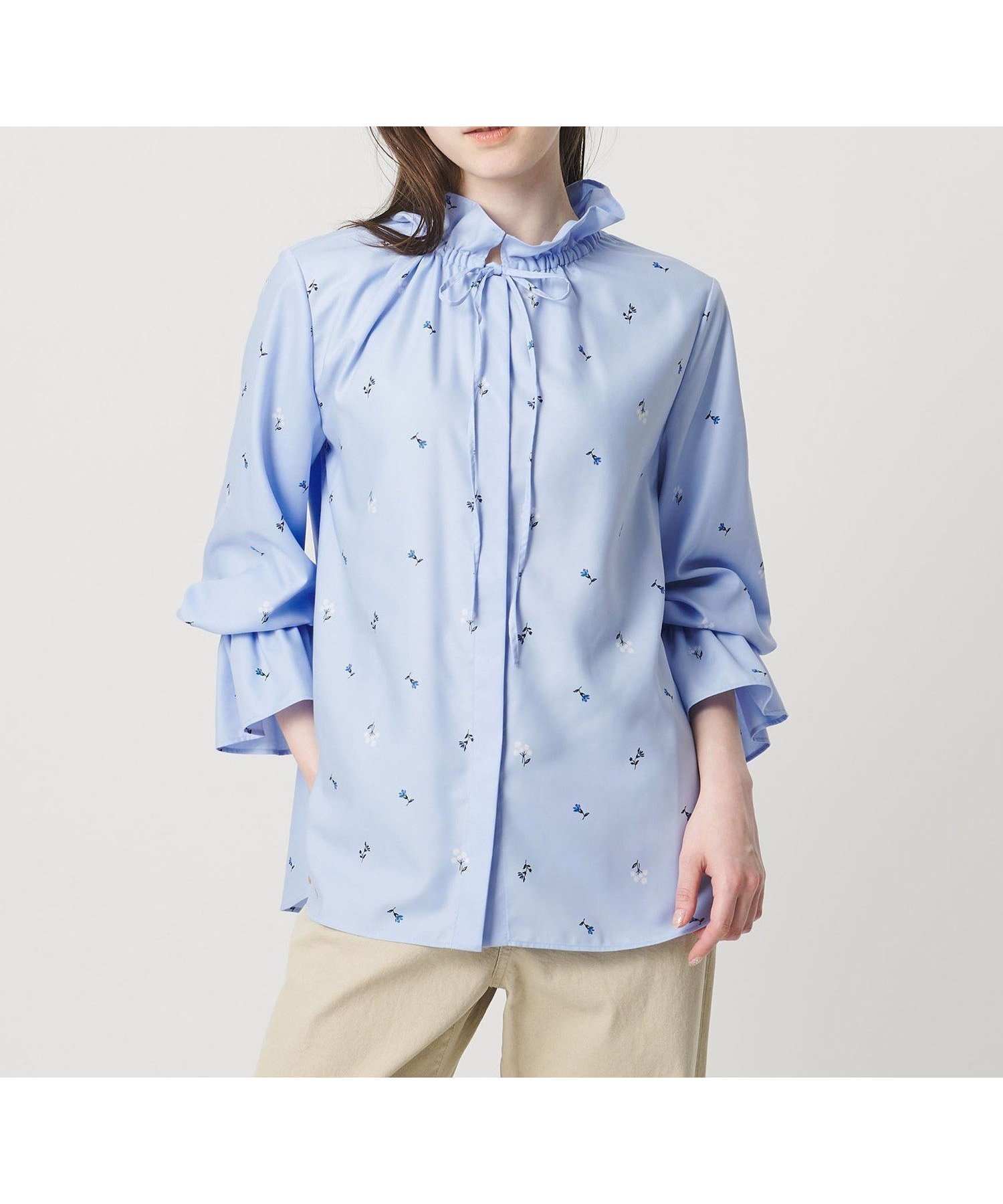 【ユナイテッドアローズ/UNITED ARROWS】のフリルカラー フレアスリーブ ブラウス インテリア・キッズ・メンズ・レディースファッション・服の通販 founy(ファニー) 　ファッション　Fashion　レディースファッション　Fashion for Women　トップス・カットソー　Cut & Sew Tops　シャツ・ブラウス・オフィスカジュアル　Elegant Blouses & Button-Ups　スリーブ　Sleeve, Long Sleeve / Short Sleeve　ドレープ　Drape, Draping Fabric　ドローストリング　Drawstring, Pull Cord　フェミニン　Feminine, Girly　フリル　Frill, Ruffle　フレア　Flare, Flared　ラウンド　Round, Round Neck　リボン　Ribbon, Bow　セレモニー　Ceremony　その他9|ID: prp329100004892189 ipo3291000000036568566