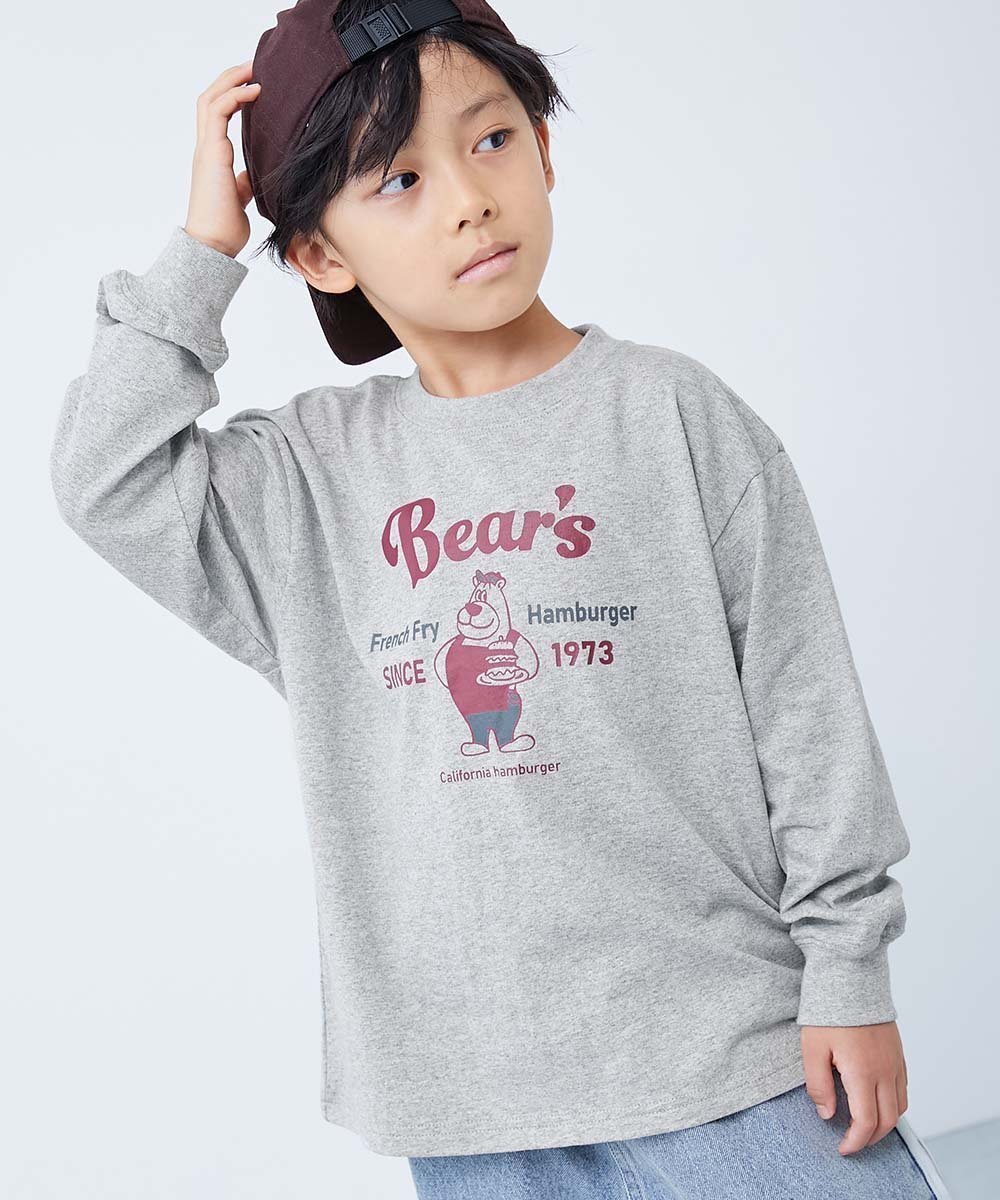 【デビロック/devirock / KIDS】の綿100% デビラボ BIGシルエット プリント袖リブ 長袖Tシャツ 子供服 キッズ 26SS インテリア・キッズ・メンズ・レディースファッション・服の通販 founy(ファニー) ファッション Fashion キッズファッション Fashion for Kids ストレッチ Stretch, Stretchy Fabric デニム Denim, Jeans Material 長袖 Long Sleeve, Full Sleeve プリント Print, Printed Pattern ベーシック Basic, Essential 2026年 2026 004-ベア-杢グレー|ID: prp329100004892385 ipo3291000000036570165