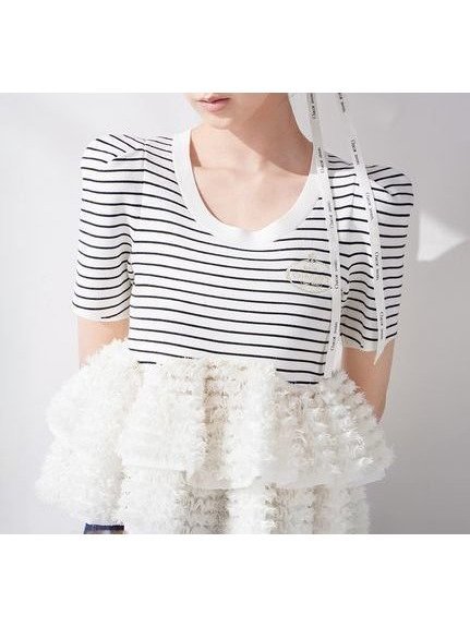 【スナイデル/SNIDEL】の【Chacott】コラボペプラムニットプルオーバー インテリア・キッズ・メンズ・レディースファッション・服の通販 founy(ファニー) 　ファッション　Fashion　レディースファッション　Fashion for Women　トップス・カットソー　Cut & Sew Tops　ニット　Knit Tops & Sweaters　カジュアルプルオーバー・ニットトップス　Pullovers & Knit Tops / Casual Pullovers　おすすめ　Recommended / Our Picks　イエロー　Yellow　ウェーブ　Wavy Pattern　スマート　Smart, Elegant　チュール　Tulip, Tulip Motif　ドッキング　Docking, Mixed Material　バレエ　Ballet, Ballet Style　ペプラム　Peplum, Flared Hem　ボーダー　Border, Stripe　BORDER[933]|ID: prp329100004892669 ipo3291000000036572268