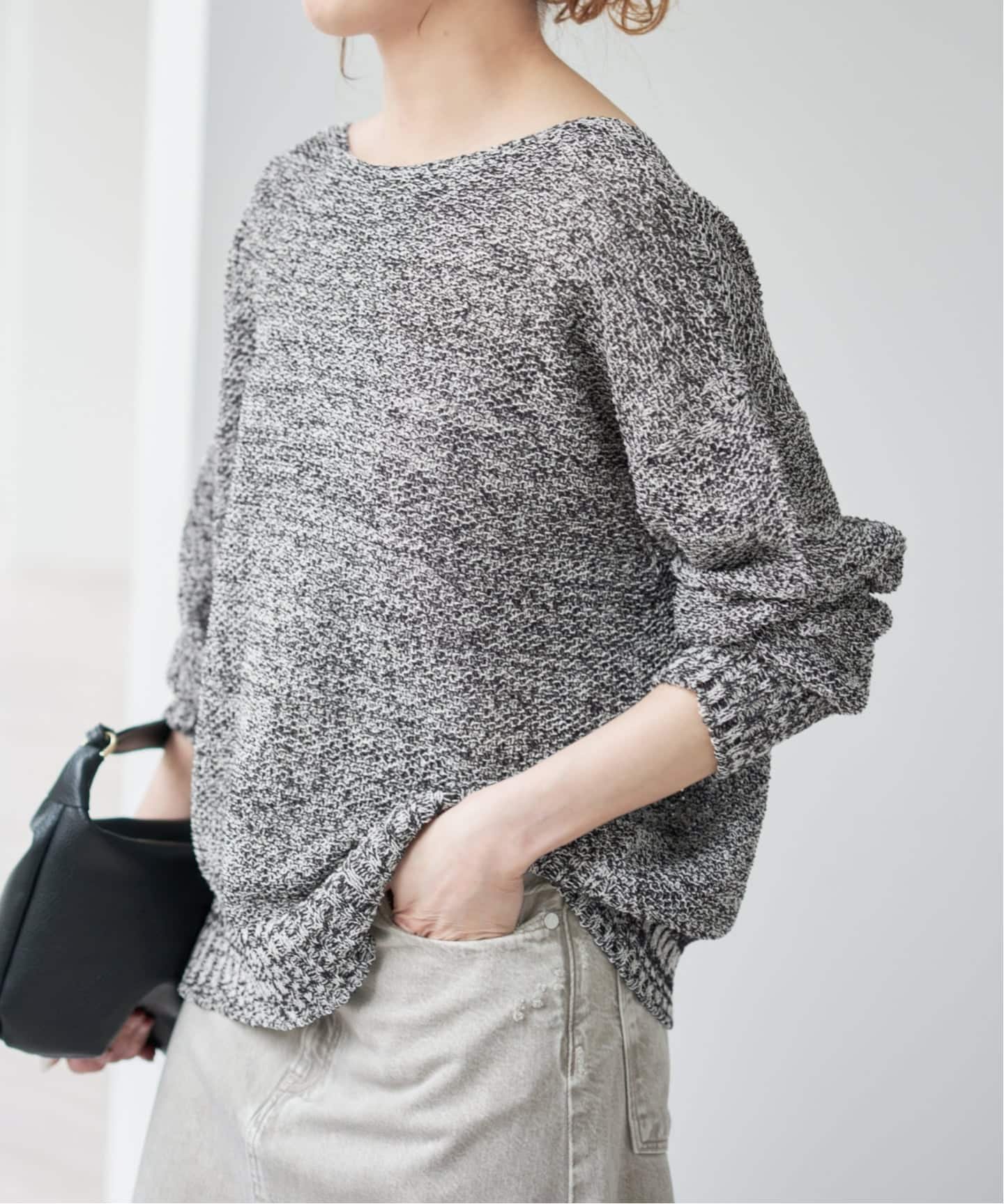 【スピック&スパン/Spick & Span】の《WEB限定カラー有り / 追加》ペーパーヤーン2WAYルーズプルオーバー インテリア・キッズ・メンズ・レディースファッション・服の通販 founy(ファニー) 　ファッション　Fashion　レディースファッション　Fashion for Women　トップス・カットソー　Cut & Sew Tops　カジュアルプルオーバー・ニットトップス　Pullovers & Knit Tops / Casual Pullovers　ブラックベース|ID: prp329100004892671 ipo3291000000036572286