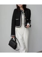 【アニュアンス/anuans】のクラシカルノーカラーニットジャケット 人気、トレンドファッション・服の通販 founy(ファニー) ファッション Fashion レディースファッション Fashion for Women アウター Coat / Outerwear Collection レディースジャケット・軽アウター Jackets クラシカル Classical, Vintage-Inspired フリンジ Fringe, Tassel ブレード Braid, Decorative Trim エレガント 上品 Elegant 再入荷 Restock / Back in Stock thumbnail BLACK|ID: prp329100004892791 ipo3291000000036573287