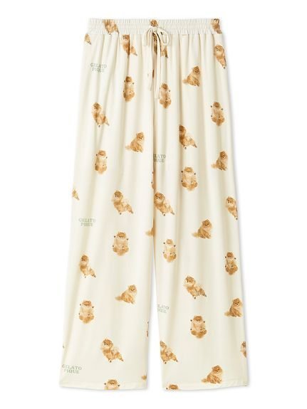 【ジェラート ピケ/gelato pique】のドッグ柄ロングパンツ インテリア・キッズ・メンズ・レディースファッション・服の通販 founy(ファニー) 　ファッション　Fashion　レディースファッション　Fashion for Women　パンツ　Pants & Trousers　春　Spring　ストレート　Straight, Straight Cut　スマート　Smart, Elegant　とろみ　Fluid, Flowy Fabric　なめらか　Smooth, Silky Texture　プリント　Print, Printed Pattern　ベーシック　Basic, Essential　ポケット　Pocket, Pocket Detail　ロング　Long, Long-Length　CRM[004]|ID: prp329100004892979 ipo3291000000036574802