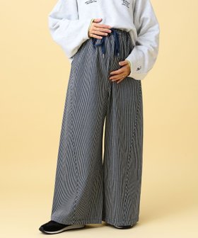 【レプシィム ローリーズファーム/LEPSIM LOWRYS FARM】の【産前・産後対応】マタニティ/ヒッコリーワイドパンツ 人気、トレンドファッション・服の通販 founy(ファニー) ファッション Fashion キッズファッション Fashion for Kids ボトムス Bottoms おすすめ Recommended / Our Picks ワイド Wide, Wide Fit |ID:prp329100004893048