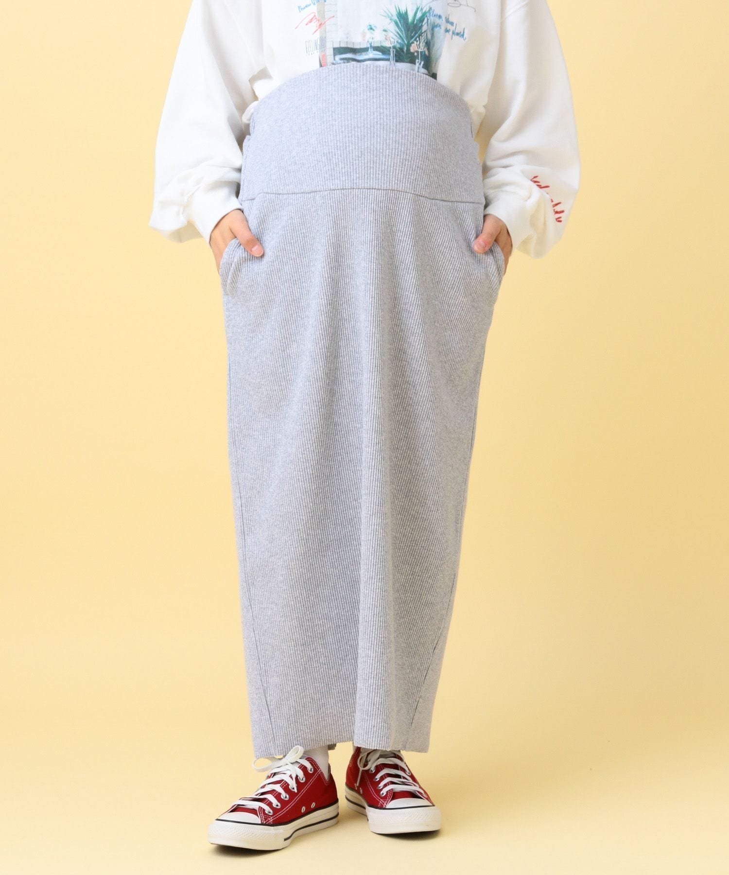 【レプシィム ローリーズファーム/LEPSIM LOWRYS FARM】の【産前・産後対応】マタニティ/リブナロースカート インテリア・キッズ・メンズ・レディースファッション・服の通販 founy(ファニー) 　ファッション　Fashion　キッズファッション　Fashion for Kids　おすすめ　Recommended / Our Picks　スウェット / スエット　Sweatshirt, Sweatwear　杢グレー15|ID: prp329100004893052 ipo3291000000036575542