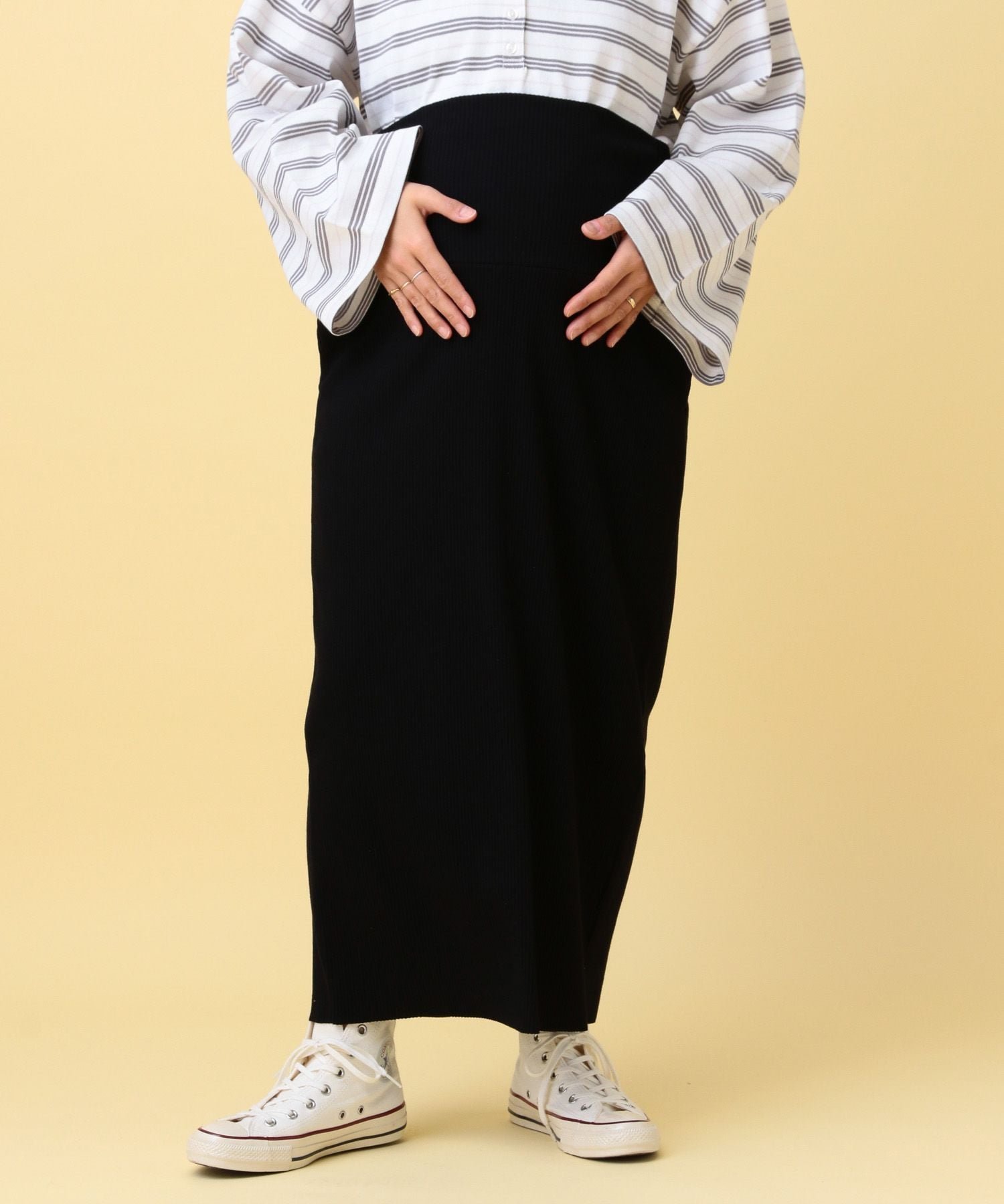 【レプシィム ローリーズファーム/LEPSIM LOWRYS FARM】の【産前・産後対応】マタニティ/リブナロースカート インテリア・キッズ・メンズ・レディースファッション・服の通販 founy(ファニー) 　ファッション　Fashion　キッズファッション　Fashion for Kids　おすすめ　Recommended / Our Picks　スウェット / スエット　Sweatshirt, Sweatwear　ブラック09|ID: prp329100004893052 ipo3291000000036575544