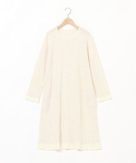 【キッドブルー/KID BLUE】のクロシェワッフル 長袖ワンピース 人気、トレンドファッション・服の通販 founy(ファニー) ファッション Fashion レディースファッション Fashion for Women ワンピース Dresses フリル Frill, Ruffle ボーダー Border, Stripe ワッフル Waffle, Waffle Knit エレガント 上品 Elegant 長袖 Long Sleeve, Full Sleeve |ID:prp329100004893417