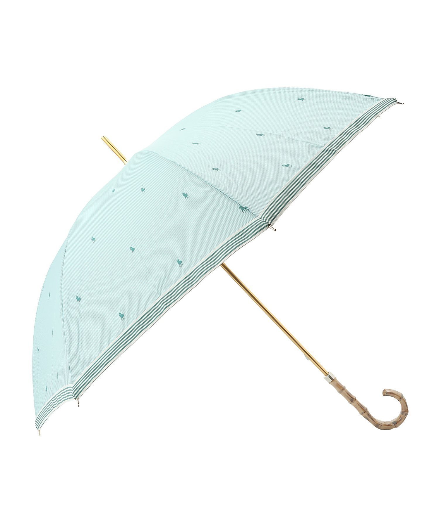 【ムーンバット/MOONBAT】のPOLO RALPH LAUREN(ポロ ラルフ ローレン) レディース 雨傘 長傘 千鳥 ポロポニーロゴ インテリア・キッズ・メンズ・レディースファッション・服の通販 founy(ファニー) 　ファッション　Fashion　レディースファッション　Fashion for Women　レイングッズ・傘・晴雨兼用傘　Umbrellas & Rain Gear　アイビー　Ivy Pattern　クラシカル　Classical, Vintage-Inspired　傘　Umbrella, Parasol　チェック　Check, Plaid, Tartan　トリミング　Trimming, Decorative Edge　定番　Standard, Basic Item　ニューヨーク　New York, NYC Style　フィット　Fit, Slim Fit　旅行　Travel　エレガント 上品　Elegant　ビジネス 仕事 通勤　Business / Work / Commuting　グリーン|ID: prp329100004893513 ipo3291000000036579391