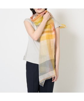 【メゾン ド サンク/Maison de CINQ】のリネンコットンチェックストール 人気、トレンドファッション・服の通販 founy(ファニー) ファッション Fashion レディースファッション Fashion for Women イエロー Yellow オレンジ Orange チェック Check, Plaid, Tartan ロング Long, Long-Length 夏 Summer |ID:prp329100004893520
