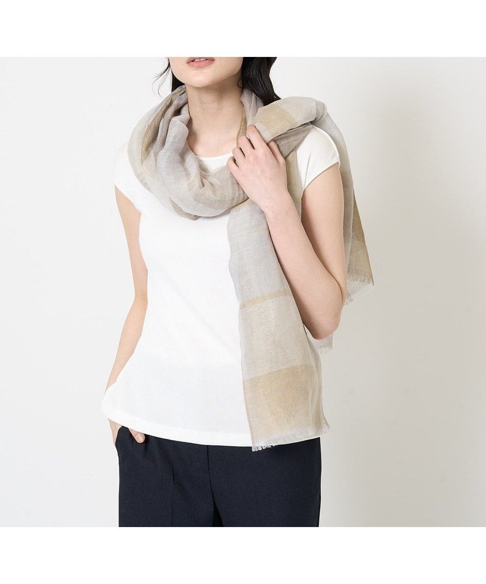 【メゾン ド サンク/Maison de CINQ】のリネンコットンチェックストール インテリア・キッズ・メンズ・レディースファッション・服の通販 founy(ファニー) ファッション Fashion レディースファッション Fashion for Women イエロー Yellow オレンジ Orange チェック Check, Plaid, Tartan ロング Long, Long-Length 夏 Summer ベージュ系|ID: prp329100004893520 ipo3291000000036579439