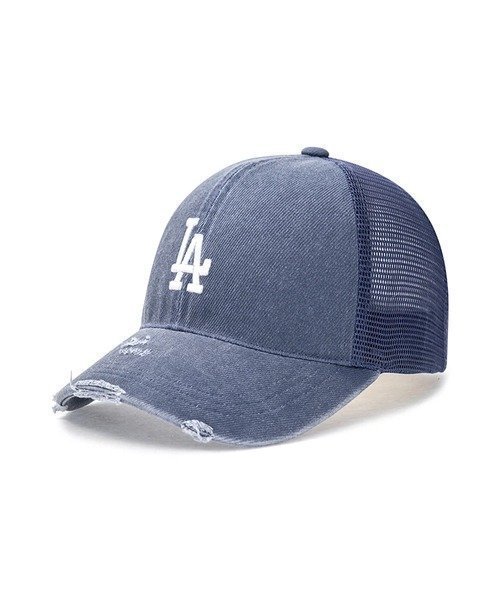 【ジャックローズ/JACKROSE】のMLB KOREA/エムエルビーコリア ダメージウォッシュ・メッシュ・CAP インテリア・キッズ・メンズ・レディースファッション・服の通販 founy(ファニー) 　ファッション　Fashion　レディースファッション　Fashion for Women　アメリカン　American Style　ヴィンテージ　Vintage Style　キャップ　Cap, Baseball Cap　クラシック　Classic, Timeless Style　スポーツ　Sports, Activewear　チェック　Check, Plaid, Tartan　トレンド　Trend, Trending Now　ニューヨーク　New York, NYC Style　人気　Popular, Best Seller　フロント　Front, Front Design　再入荷　Restock / Back in Stock　インディゴ|ID: prp329100004893783 ipo3291000000036581362