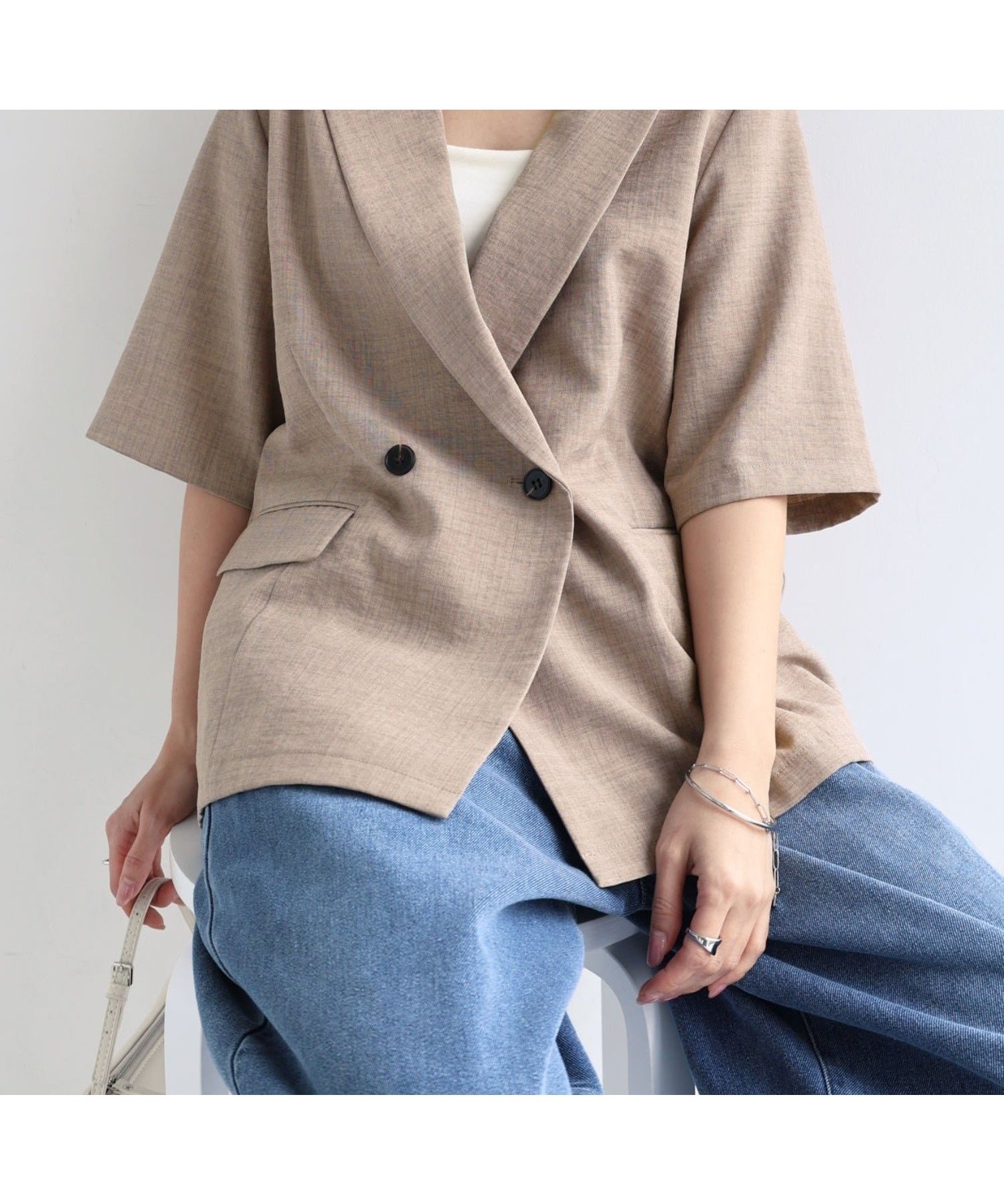 【アンドミー/andme】の半袖 テーラード ジャケット インテリア・キッズ・メンズ・レディースファッション・服の通販 founy(ファニー) ファッション Fashion レディースファッション Fashion for Women アウター Coat / Outerwear Collection レディースジャケット・軽アウター Jackets テーラードジャケット / 通勤・きれいめスタイル Tailored Jackets & Blazers ジャケット Jacket, Outerwear テーラード Tailored, Tailored Fit バランス Balance, Style Balance 半袖 Short Sleeve, Half Sleeve おすすめ Recommended / Our Picks エレガント 上品 Elegant ベージュ|ID: prp329100004896244 ipo3291000000036607907