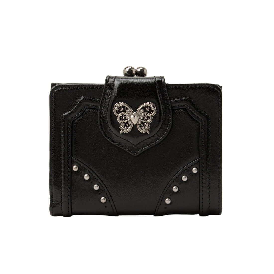 【クイーポ/KUIPO】のアナスイ ANNA SUI ナーシャ 口金二つ折り財布 インテリア・キッズ・メンズ・レディースファッション・服の通販 founy(ファニー) 　ファッション　Fashion　レディースファッション　Fashion for Women　ミニ財布・二つ折り財布　Wallets & Card Cases　アンティーク　Antique-Inspired　クラシック　Classic, Timeless Style　クール　Cool, Chic　シルバー　Silver, Metallic Silver　財布　Wallet, Purse　定番　Standard, Basic Item　人気　Popular, Best Seller　バタフライ　Butterfly, Butterfly Motif　フォルム　Silhouette, Form　フォーマル　Formal, Dressy　ブローチ　Brooch, Pin Brooch　ポケット　Pocket, Pocket Detail　エレガント 上品　Elegant　ブラック|ID: prp329100004896688 ipo3291000000036611532