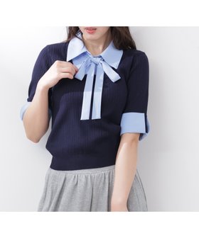 【プロポーション ボディドレッシング/PROPORTION BODY DRESSING】の《EDIT COLOGNE》リボンシャツドッキングニット 26SS 人気、トレンドファッション・服の通販 founy(ファニー) ファッション Fashion レディースファッション Fashion for Women トップス・カットソー Cut & Sew Tops ニット Knit Tops & Sweaters シャツ・ブラウス・オフィスカジュアル Elegant Blouses & Button-Ups 2026年 2026 おすすめ Recommended / Our Picks デニム Denim, Jeans Material トレンド Trend, Trending Now ドッキング Docking, Mixed Material フェミニン Feminine, Girly ミニスカート Mini Skirt, Short Skirt リボン Ribbon, Bow ワイド Wide, Wide Fit |ID:prp329100004898645