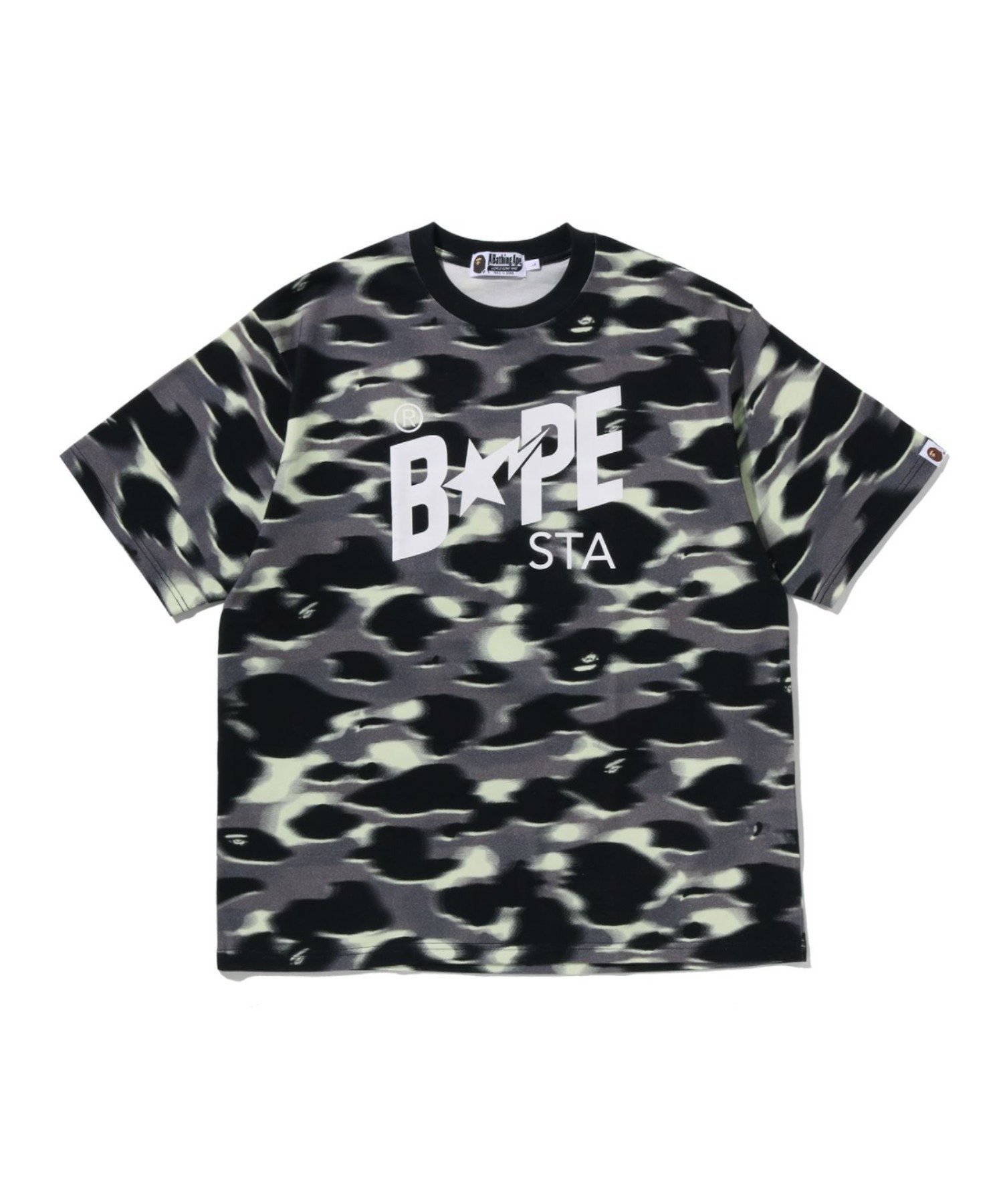 【ア ベイシング エイプ/A BATHING APE】のSCREEN CAMO STA LOGO RELAXED FIT TEE インテリア・キッズ・メンズ・レディースファッション・服の通販 founy(ファニー) ファッション Fashion レディースファッション Fashion for Women ショート Short, Short Length スリーブ Sleeve, Long Sleeve / Short Sleeve フロント Front, Front Design プリント Print, Printed Pattern BLACK|ID: prp329100004898647 ipo3291000000036648499