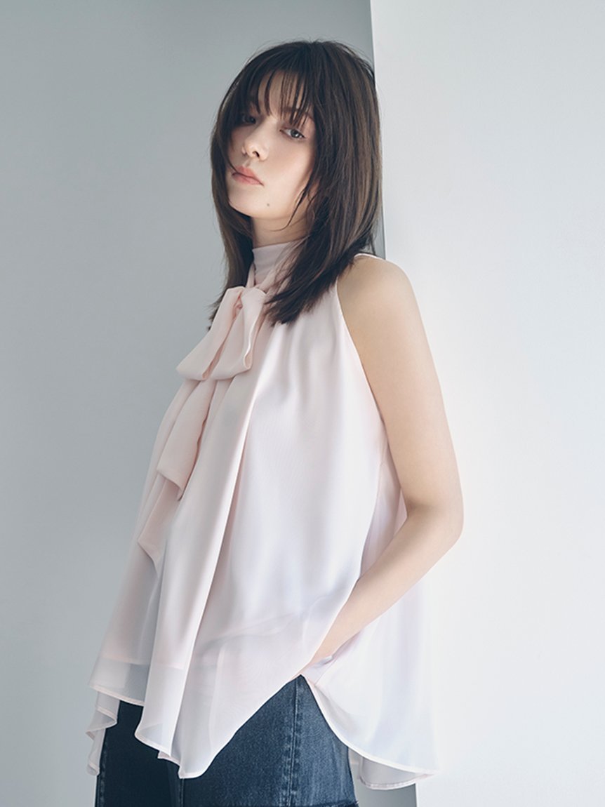 【フレイ アイディー/FRAY I.D】のリボンタイホルターブラウス インテリア・キッズ・メンズ・レディースファッション・服の通販 founy(ファニー) 　ファッション　Fashion　レディースファッション　Fashion for Women　トップス・カットソー　Cut & Sew Tops　シャツ・ブラウス・オフィスカジュアル　Elegant Blouses & Button-Ups　インナー　Innerwear　カーディガン　Cardigan, Knitwear　クラシカル　Classical, Vintage-Inspired　ジャケット　Jacket, Outerwear　スマート　Smart, Elegant　トレンド　Trend, Trending Now　ドット　Polka Dot, Dot Pattern　フェミニン　Feminine, Girly　リボン　Ribbon, Bow　ワイド　Wide, Wide Fit　エレガント 上品　Elegant　PNK[066]|ID: prp329100004898658 ipo3291000000036648625