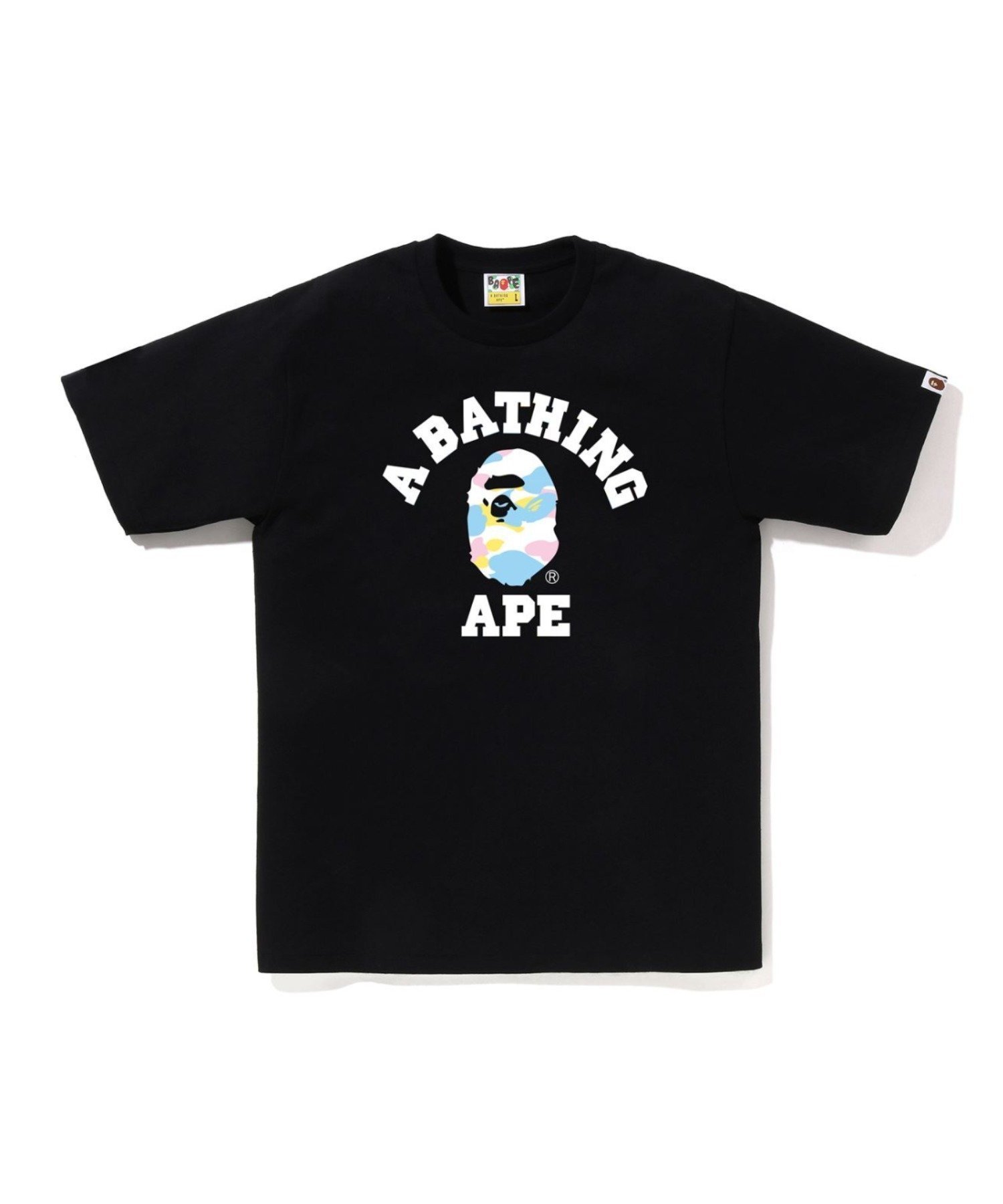 【ア ベイシング エイプ/A BATHING APE】のNEW MULTI CAMO COLLEGE TEE インテリア・キッズ・メンズ・レディースファッション・服の通販 founy(ファニー) 　ファッション　Fashion　レディースファッション　Fashion for Women　インナー　Innerwear　クラシック　Classic, Timeless Style　ショート　Short, Short Length　スリーブ　Sleeve, Long Sleeve / Short Sleeve　パターン　Pattern, Design Print　フロント　Front, Front Design　プリント　Print, Printed Pattern　ラバー　Rubber, Rubber Sole　BLACK|ID: prp329100004898686 ipo3291000000036648889