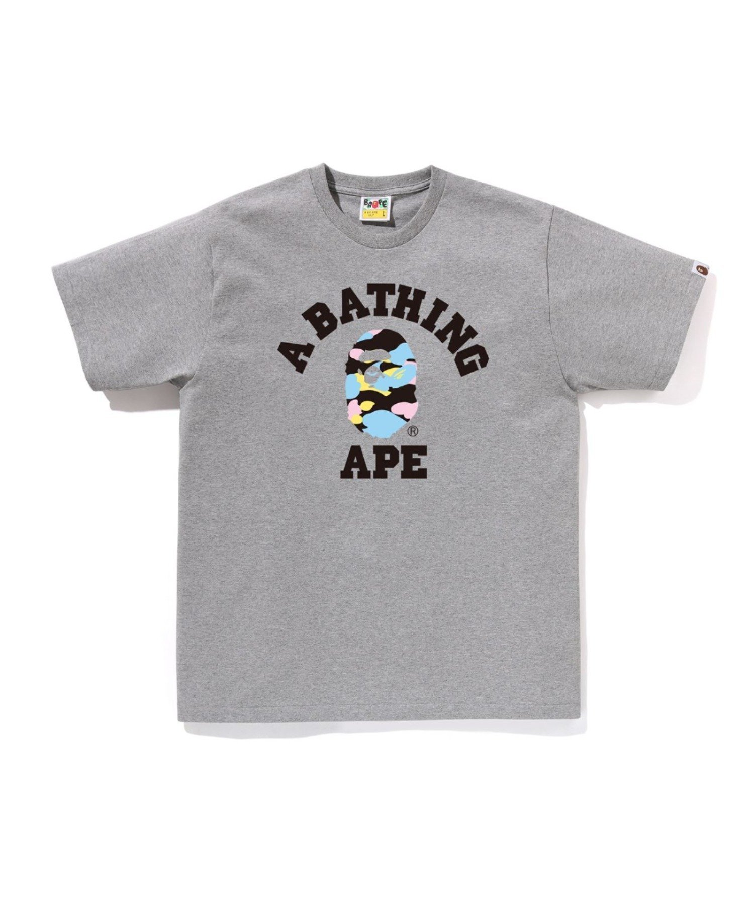 【ア ベイシング エイプ/A BATHING APE】のNEW MULTI CAMO COLLEGE TEE インテリア・キッズ・メンズ・レディースファッション・服の通販 founy(ファニー) 　ファッション　Fashion　レディースファッション　Fashion for Women　インナー　Innerwear　クラシック　Classic, Timeless Style　ショート　Short, Short Length　スリーブ　Sleeve, Long Sleeve / Short Sleeve　パターン　Pattern, Design Print　フロント　Front, Front Design　プリント　Print, Printed Pattern　ラバー　Rubber, Rubber Sole　GRAY|ID: prp329100004898686 ipo3291000000036648891