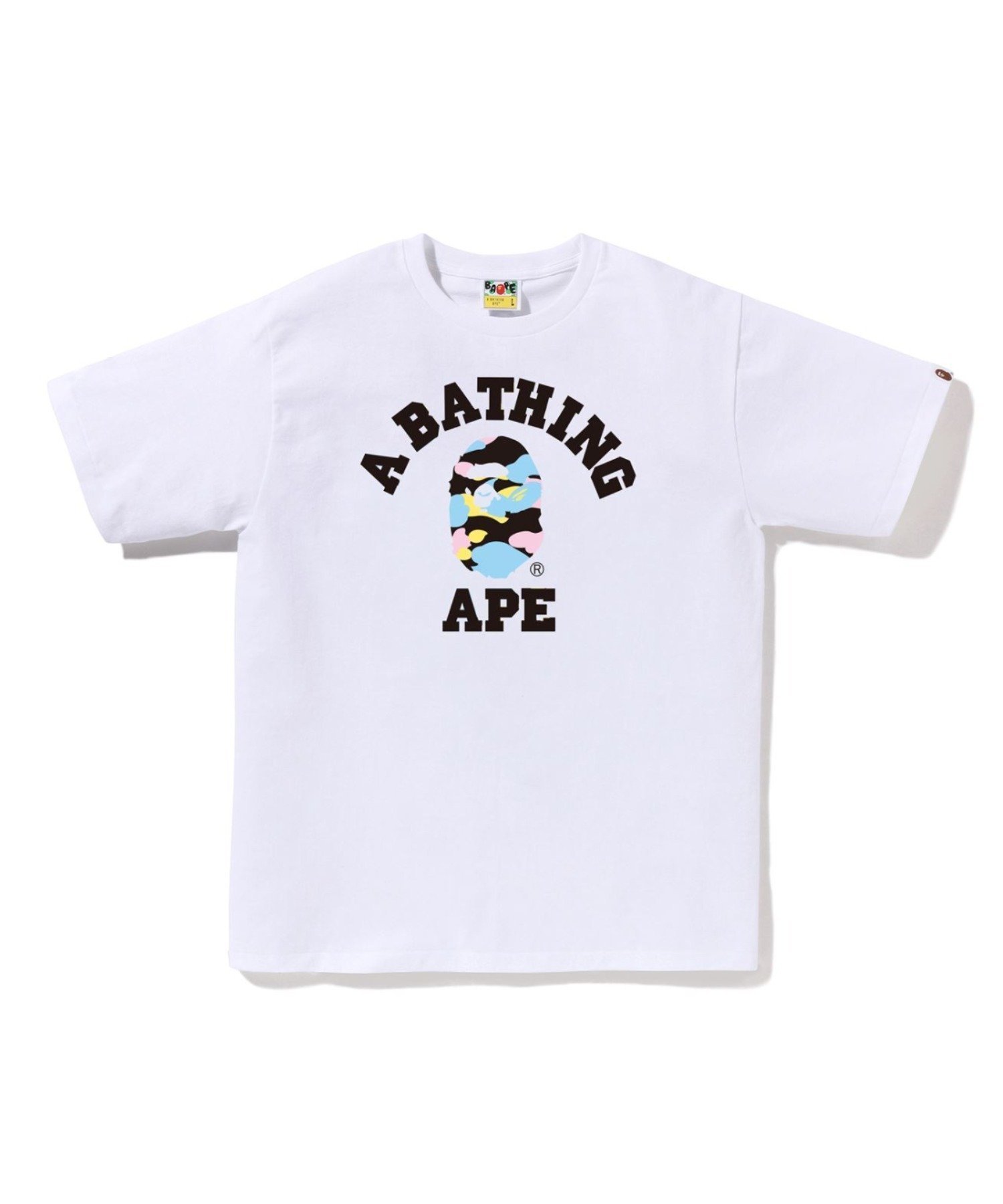 【ア ベイシング エイプ/A BATHING APE】のNEW MULTI CAMO COLLEGE TEE インテリア・キッズ・メンズ・レディースファッション・服の通販 founy(ファニー) 　ファッション　Fashion　レディースファッション　Fashion for Women　インナー　Innerwear　クラシック　Classic, Timeless Style　ショート　Short, Short Length　スリーブ　Sleeve, Long Sleeve / Short Sleeve　パターン　Pattern, Design Print　フロント　Front, Front Design　プリント　Print, Printed Pattern　ラバー　Rubber, Rubber Sole　WHITE|ID: prp329100004898686 ipo3291000000036648893