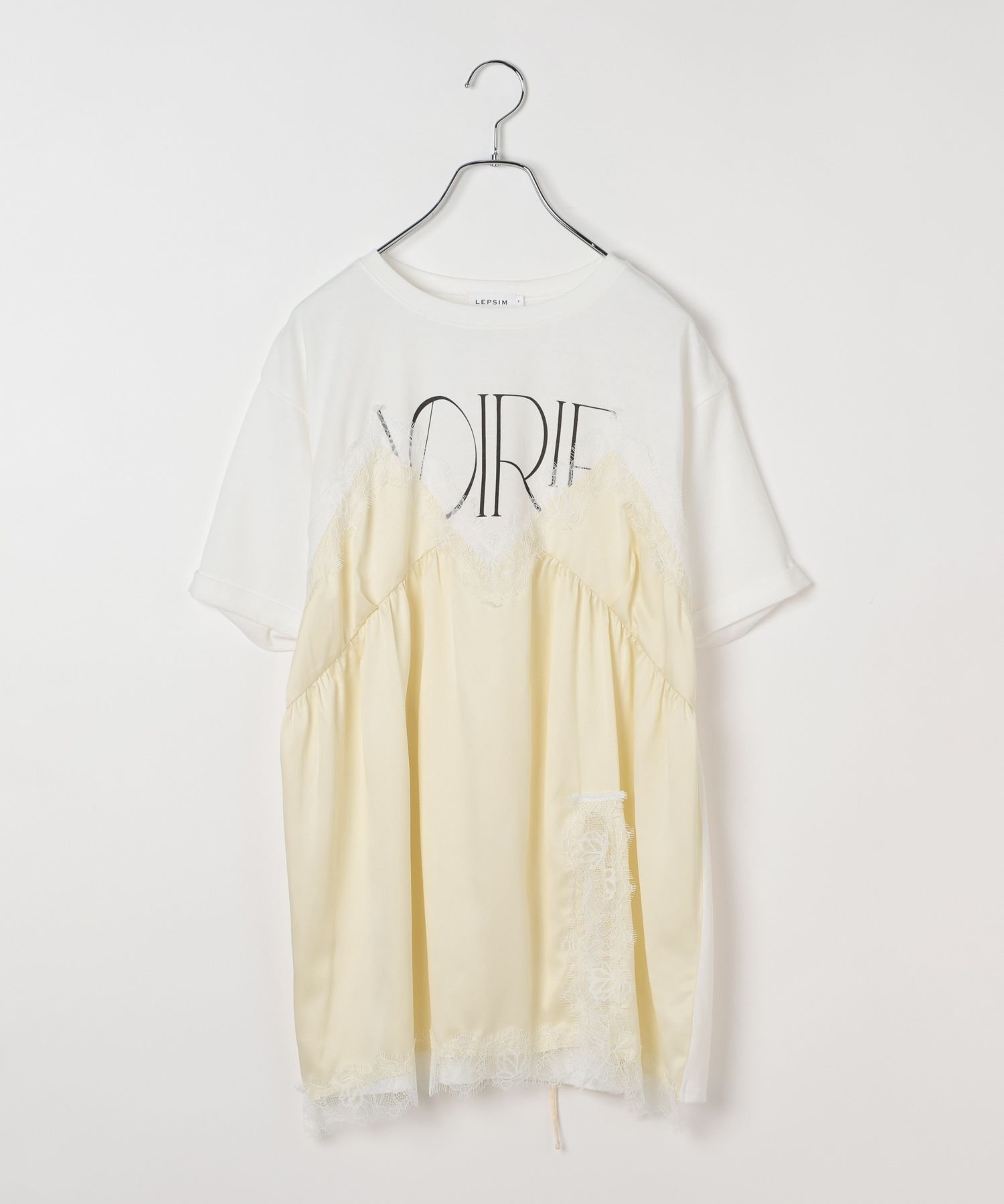 【レプシィム ローリーズファーム/LEPSIM LOWRYS FARM】のキャミドッキングプリントプルオーバー インテリア・キッズ・メンズ・レディースファッション・服の通販 founy(ファニー) 　ファッション　Fashion　レディースファッション　Fashion for Women　トップス・カットソー　Cut & Sew Tops　キャミソール&ノースリーブ　Camisoles & Sleeveless Tops　カジュアルプルオーバー・ニットトップス　Pullovers & Knit Tops / Casual Pullovers　おすすめ　Recommended / Our Picks　キャミソール　Camisole, Spaghetti Strap Top　トレンド　Trend, Trending Now　ドッキング　Docking, Mixed Material　ラップ　Wrap, Wrap Design　オフホワイト×アイボリー08|ID: prp329100004898693 ipo3291000000036648938