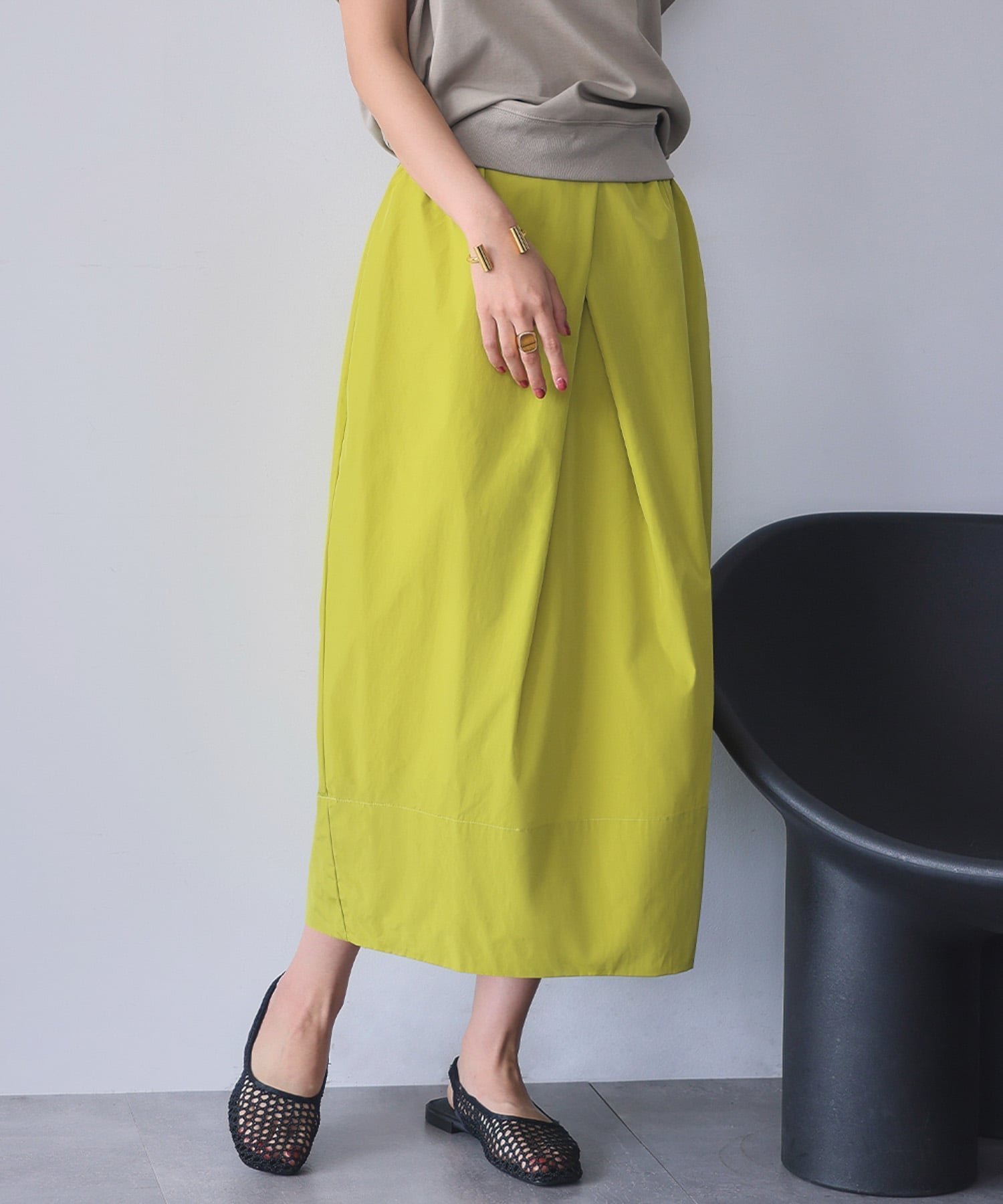 【その他のブランド/Other】のボックスタックコクーンシルエットミディ丈スカート【洗える】 インテリア・キッズ・メンズ・レディースファッション・服の通販 founy(ファニー) 　ファッション　Fashion　レディースファッション　Fashion for Women　スカート　Skirts　イエロー　Yellow　洗える　Machine Washable　フロント　Front, Front Design　ボックス　Boxy, Box Shape　再入荷　Restock / Back in Stock　おすすめ　Recommended / Our Picks　エレガント 上品　Elegant　YE|ID: prp329100004898697 ipo3291000000036648957