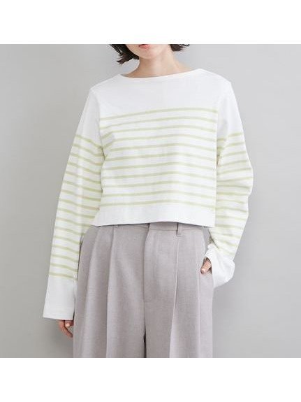 【ミラオーウェン/Mila Owen】のボートネック短丈パネルボーダー インテリア・キッズ・メンズ・レディースファッション・服の通販 founy(ファニー) 　ファッション　Fashion　レディースファッション　Fashion for Women　春　Spring　ショート　Short, Short Length　シンプル　Simple, Minimal　スマート　Smart, Elegant　スリット　Slit, Slit Detail　スリーブ　Sleeve, Long Sleeve / Short Sleeve　定番　Standard, Basic Item　ボーダー　Border, Stripe　モノトーン　Monotone, Black and White　リラックス　Relax, Relaxed Fit　ワイド　Wide, Wide Fit　おすすめ　Recommended / Our Picks　LIME[022]|ID: prp329100004898712 ipo3291000000036649137