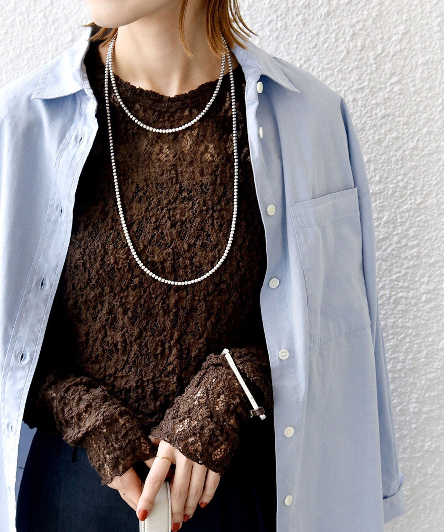 【シップス フォー ウィメン/SHIPS】の手洗い可能 ラッセル レース クルーネック カットソー インテリア・キッズ・メンズ・レディースファッション・服の通販 founy(ファニー) 　ファッション　Fashion　レディースファッション　Fashion for Women　トップス・カットソー　Cut & Sew Tops　カットソー・ベーシックTシャツ　Cut-and-Sewn Tops / Stretch Tees & Basics　インナー　Innerwear　カットソー　Cut and Sewn Top　ジャケット　Jacket, Outerwear　ストレッチ　Stretch, Stretchy Fabric　ポケット　Pocket, Pocket Detail　ラッセル　Raschel, Raschel Lace　レース　Lace, Lace Fabric　ロング　Long, Long-Length　おすすめ　Recommended / Our Picks　セレモニー　Ceremony　入学式　Entrance Ceremony　卒業式　Graduation Ceremony　ブラウン|ID: prp329100004898749 ipo3291000000036649372