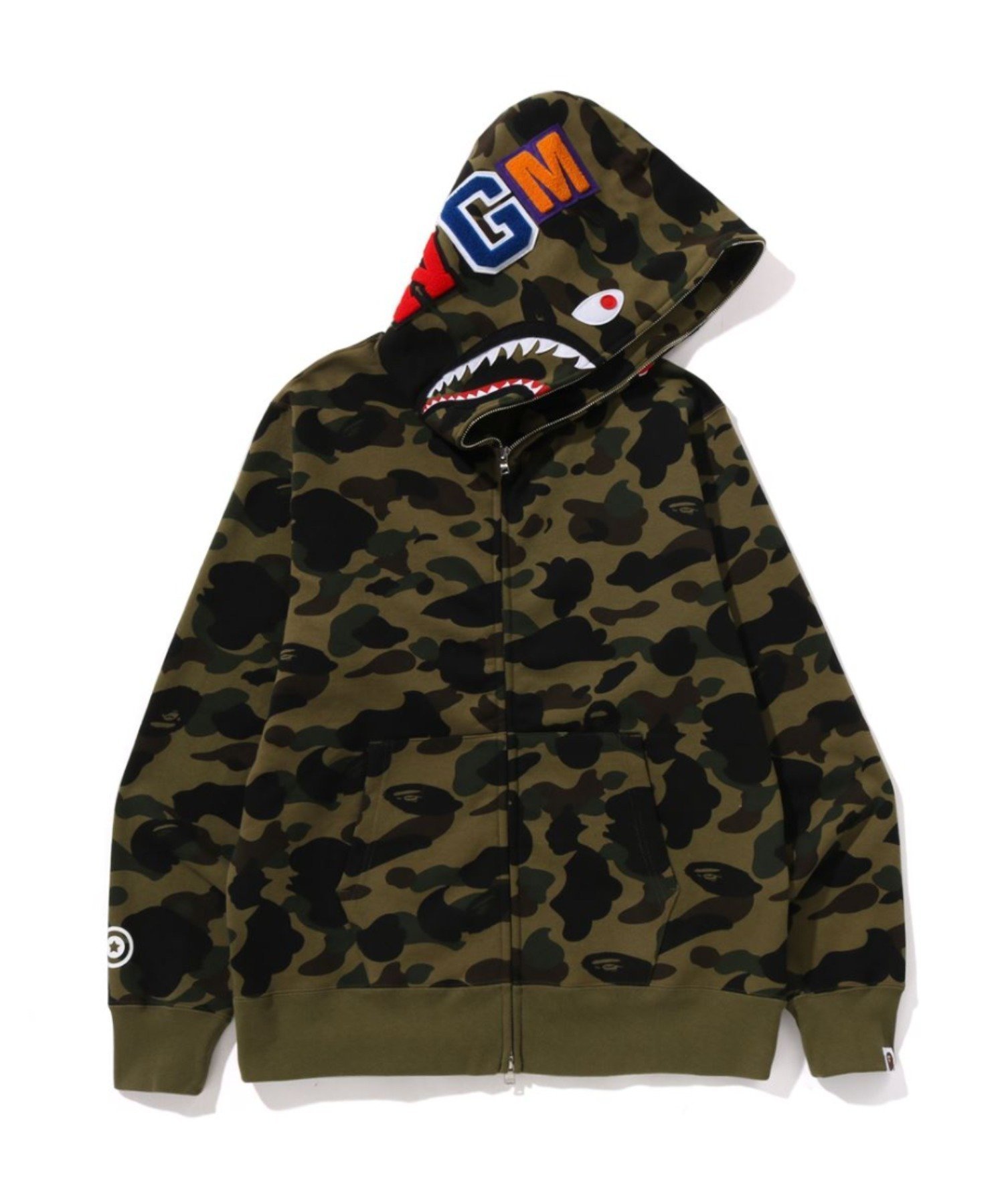 【ア ベイシング エイプ/A BATHING APE】の1ST CAMO SHARK FULL ZIP HOODIE インテリア・キッズ・メンズ・レディースファッション・服の通販 founy(ファニー) 　ファッション　Fashion　レディースファッション　Fashion for Women　グラフィック　Graphic, Graphic Design　コレクション　Collection, Seasonal Line　モチーフ　Motif, Design Theme　夏　Summer　S/S・春夏　SS, Spring/Summer, Warm Season　GREEN|ID: prp329100004900022 ipo3291000000036662544